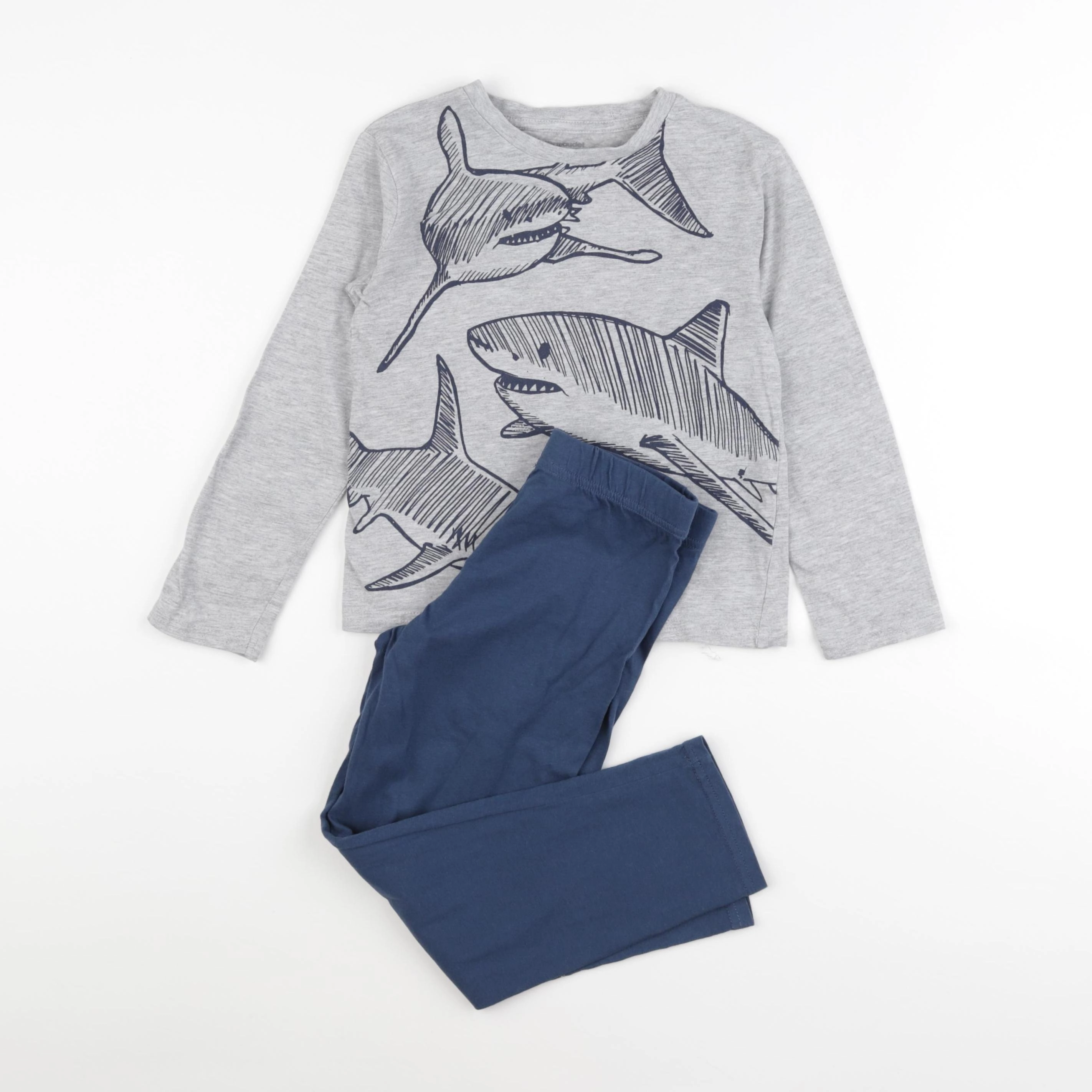 Vertbaudet - pyjama coton bleu, gris - 6 ans