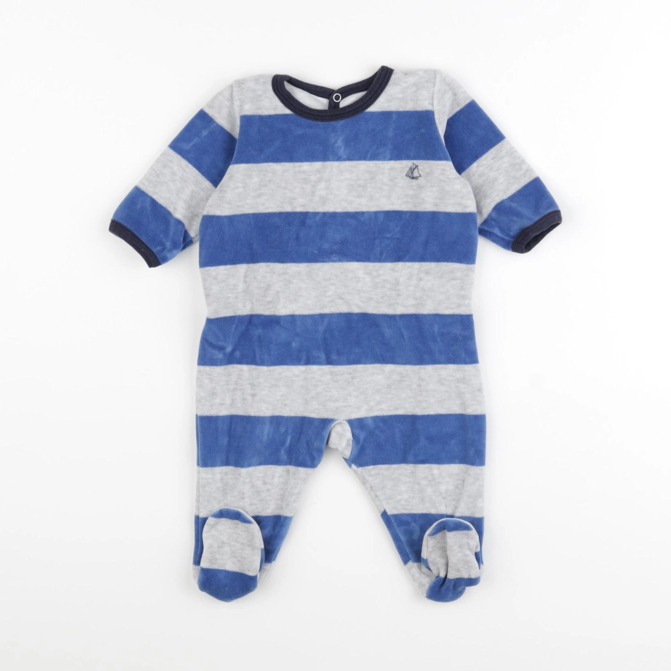 Petit Bateau - pyjama velours bleu, gris - 3 mois