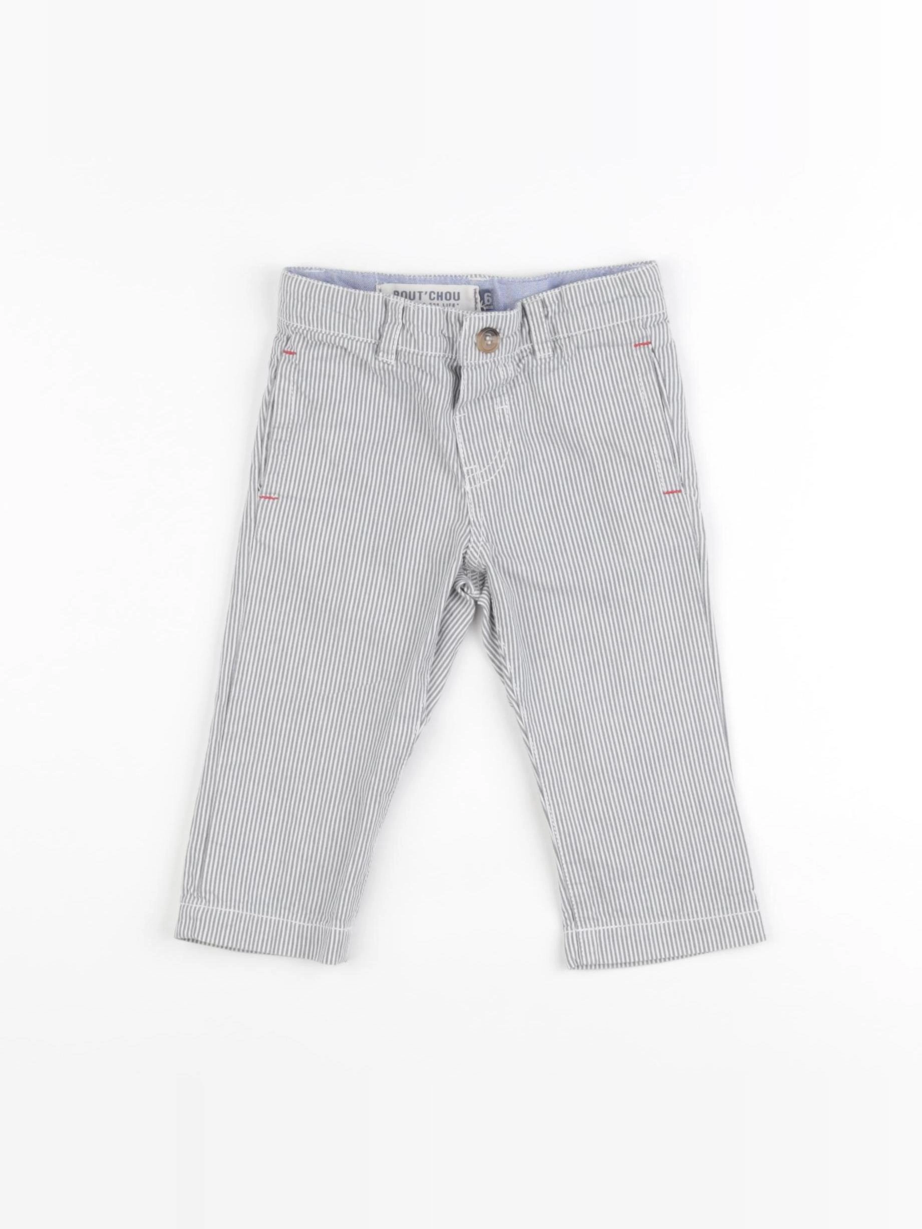 Boutchou - pantalon blanc, bleu - 6 mois
