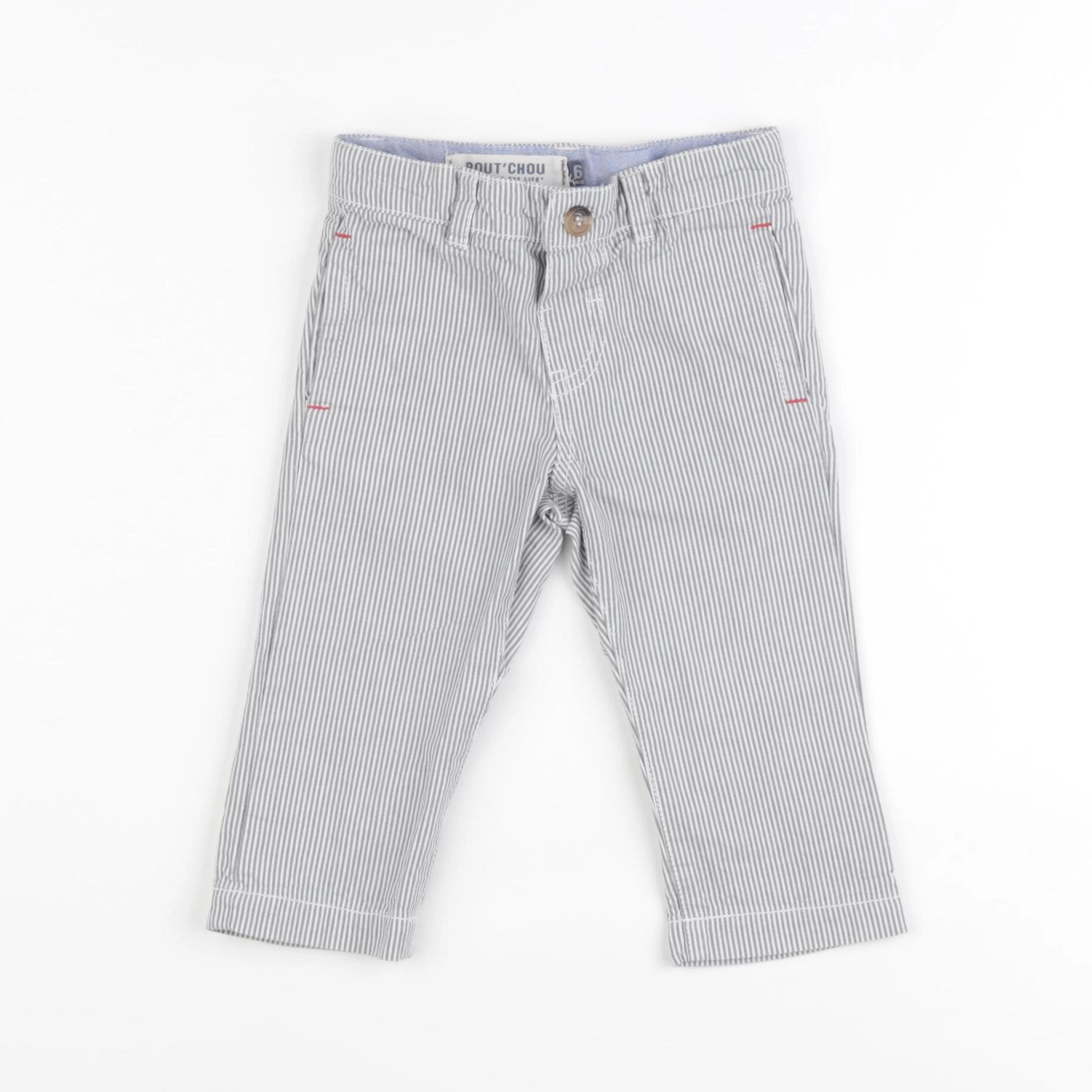 Boutchou - pantalon blanc, bleu - 6 mois