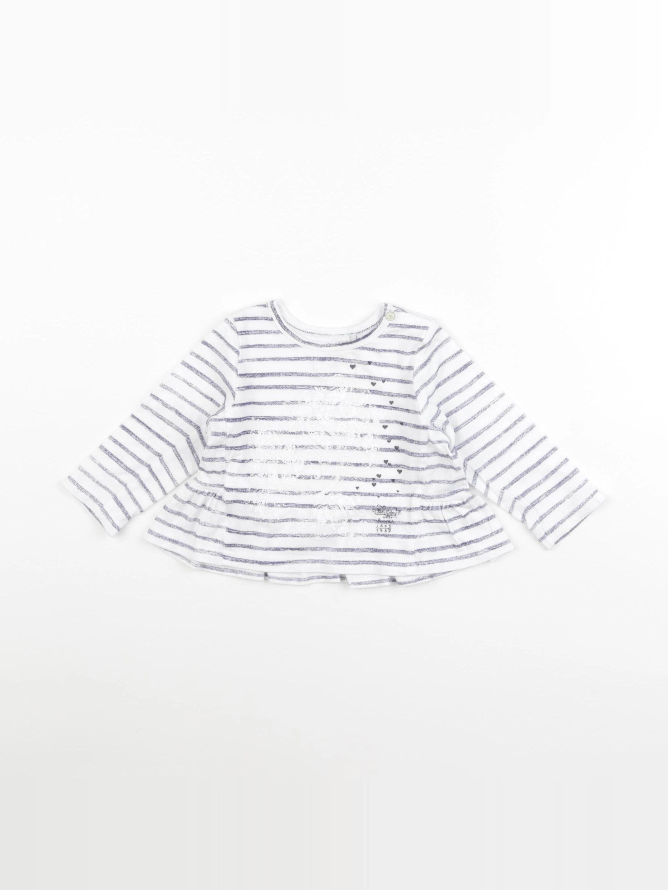 IKKS - tee-shirt blanc, bleu - 12 mois