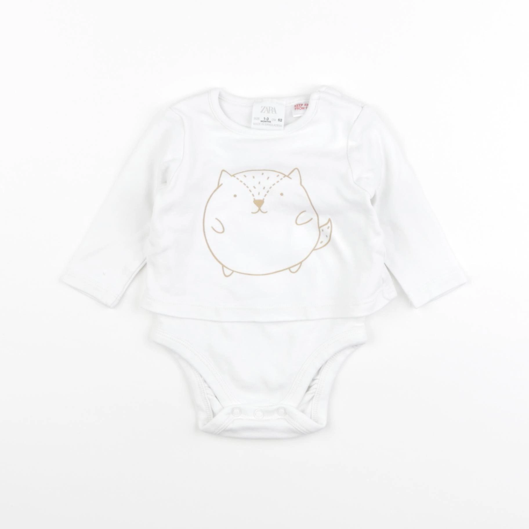 Zara - body tee-shirt blanc - 1/3 mois