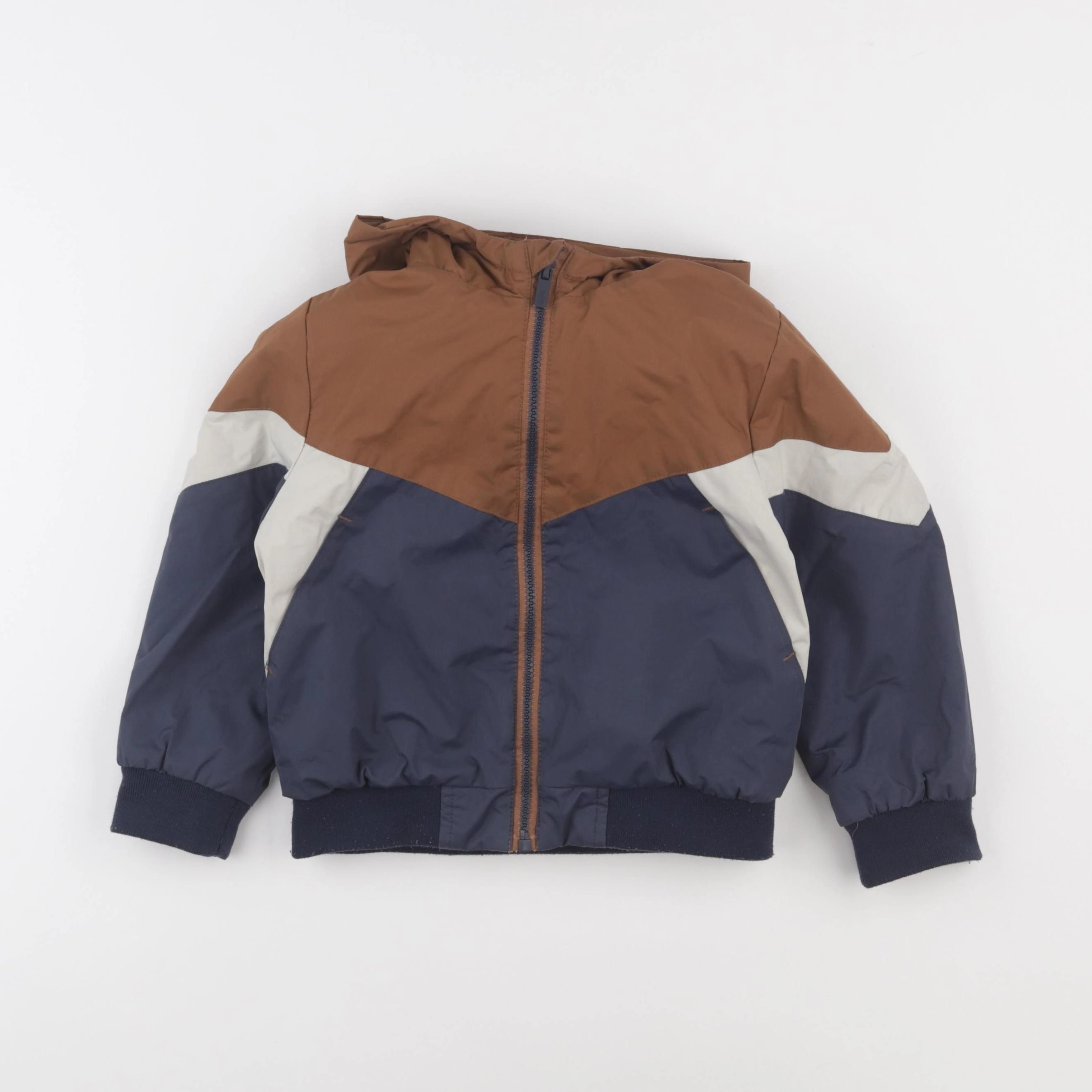 Vertbaudet - veste doublé bleu, marron - 4 ans