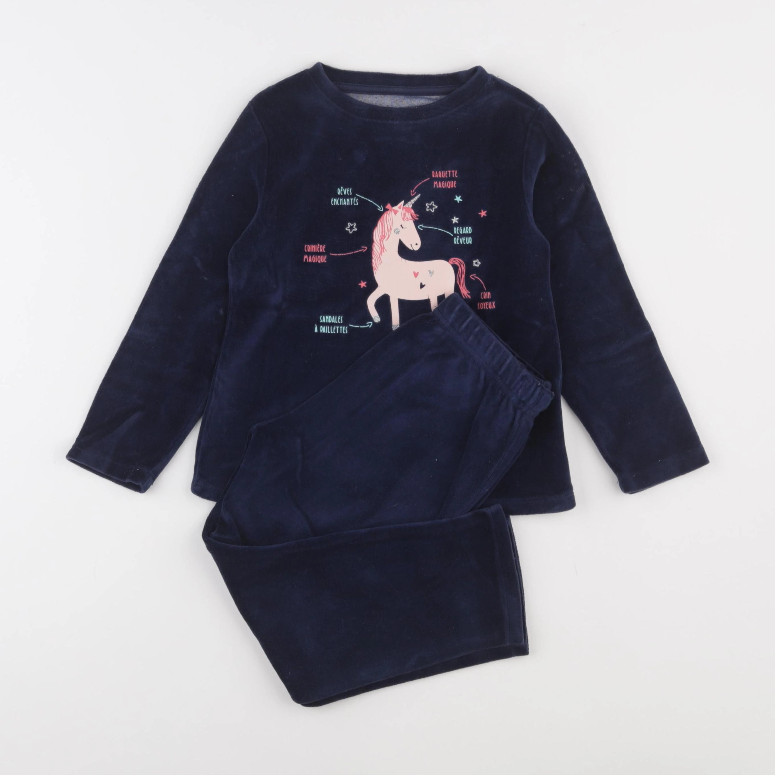 Vertbaudet - pyjama velours bleu - 5 ans