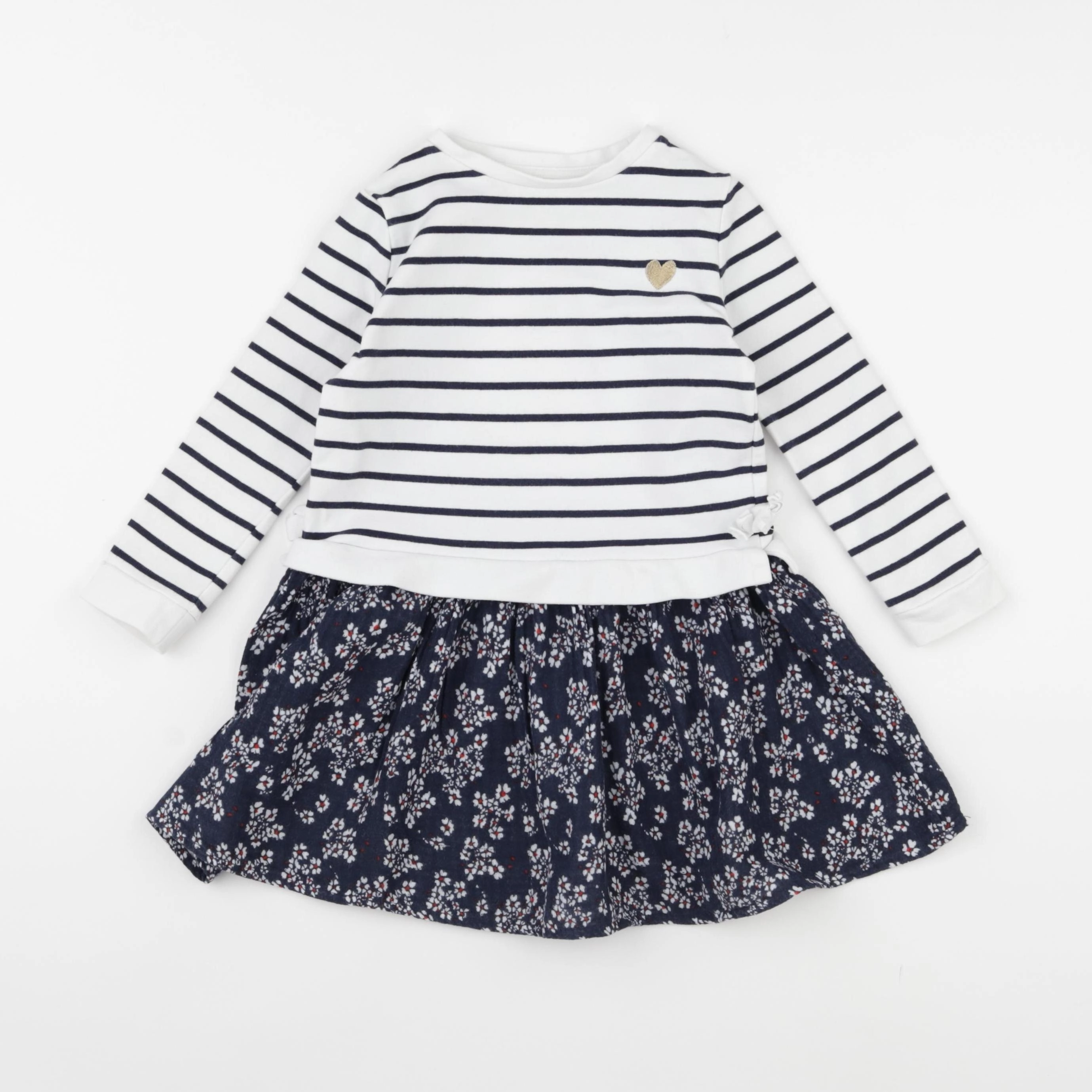 Vertbaudet - robe bleu, blanc - 3 ans