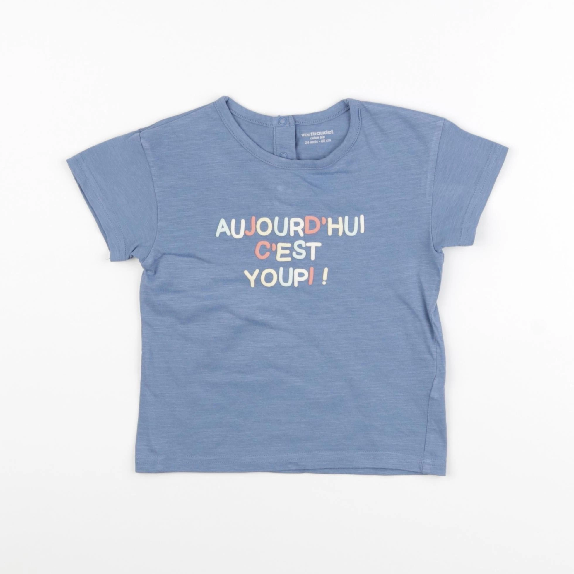 Vertbaudet - tee-shirt bleu - 24 mois