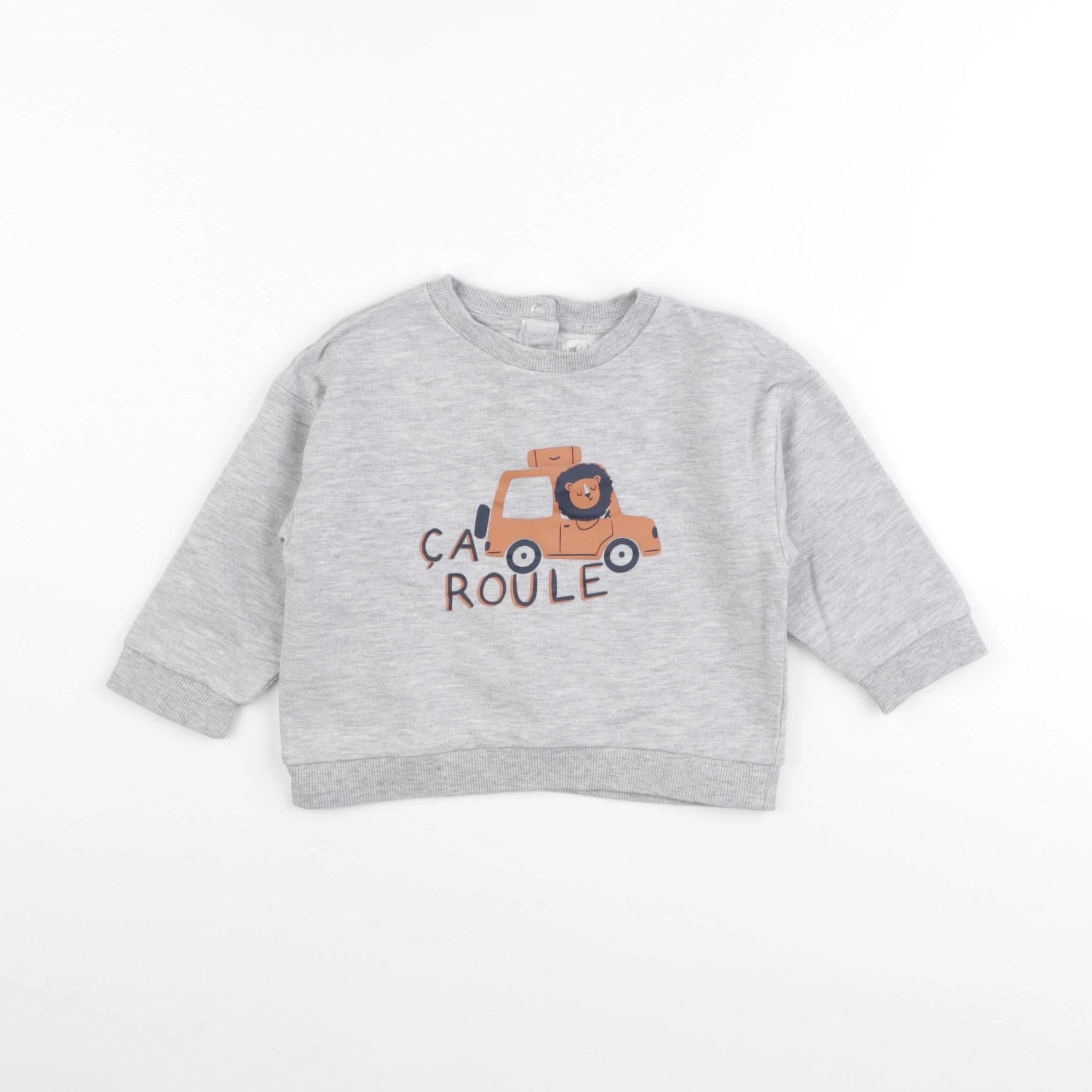 Vertbaudet - sweat gris - 18 mois