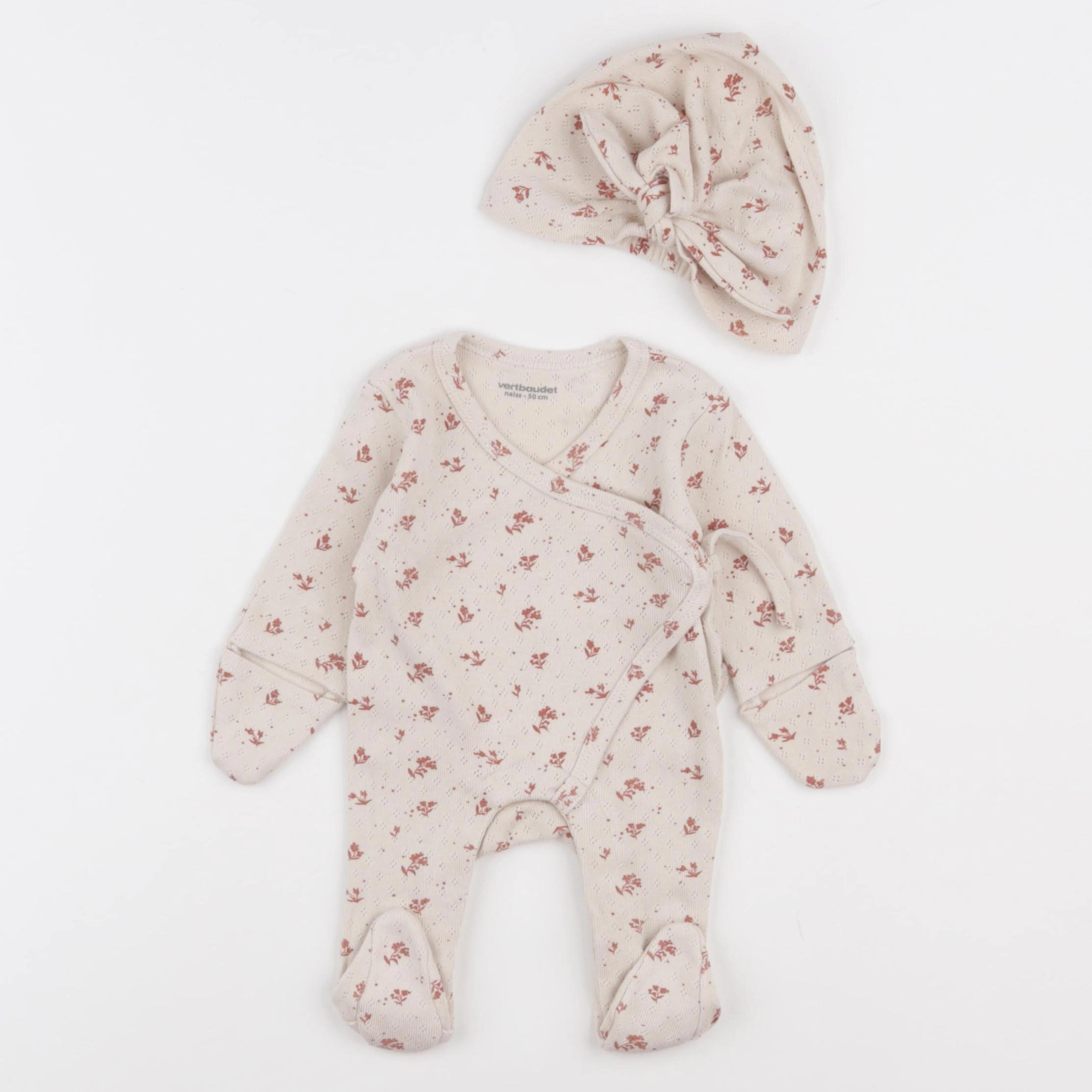 Vertbaudet - ensemble beige - 0 mois