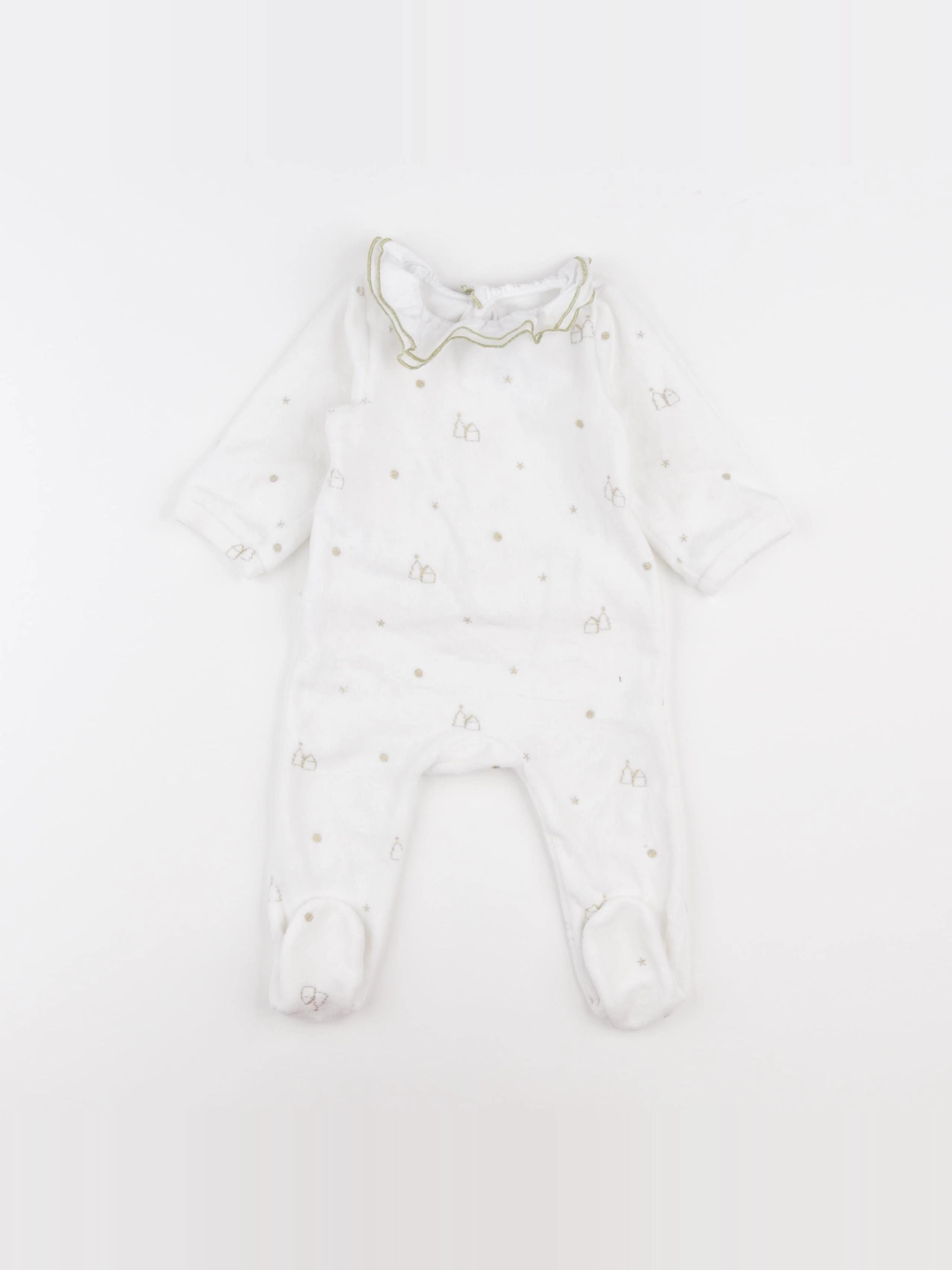 Jacadi - pyjama velours blanc, or - 6 mois