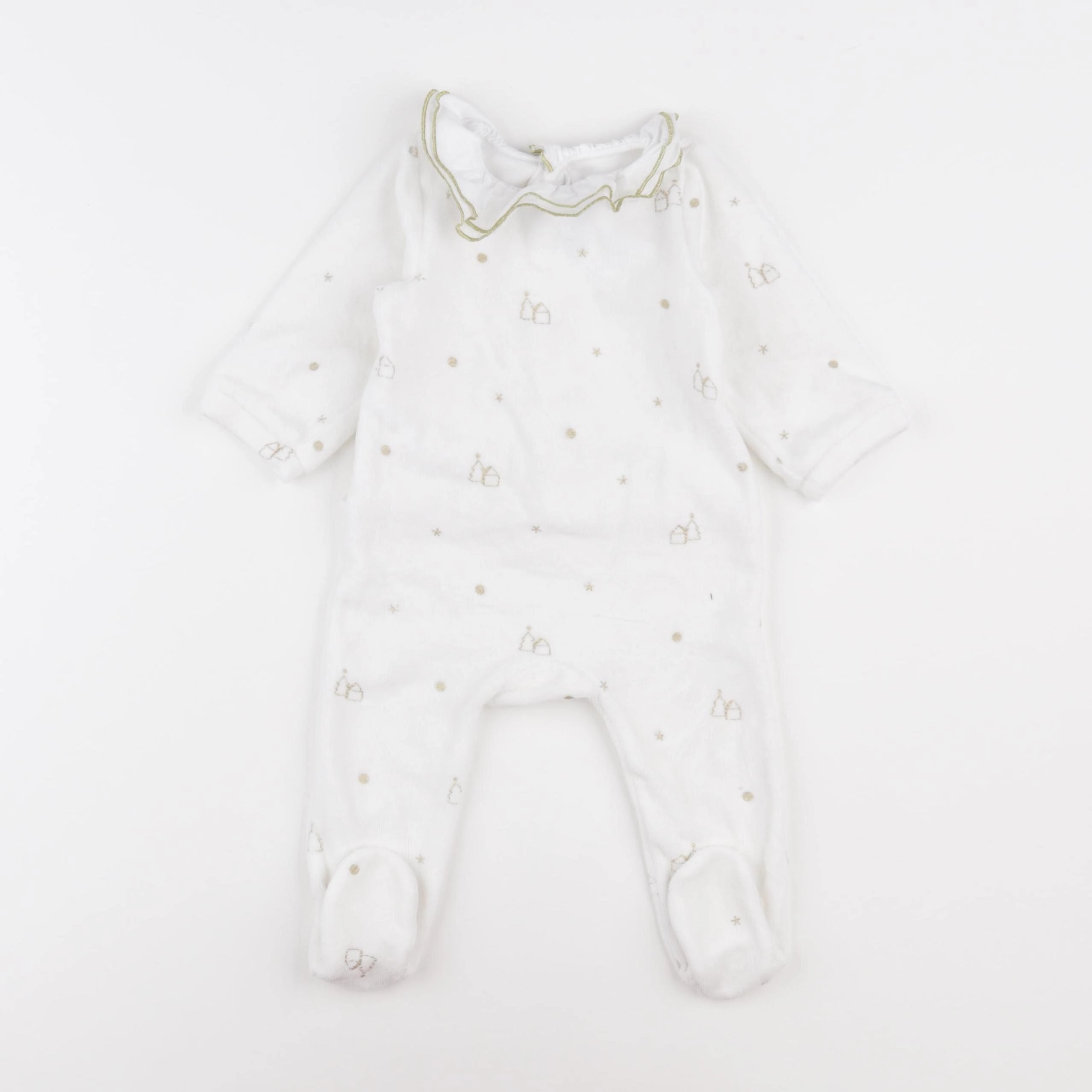 Jacadi - pyjama velours blanc, or - 6 mois