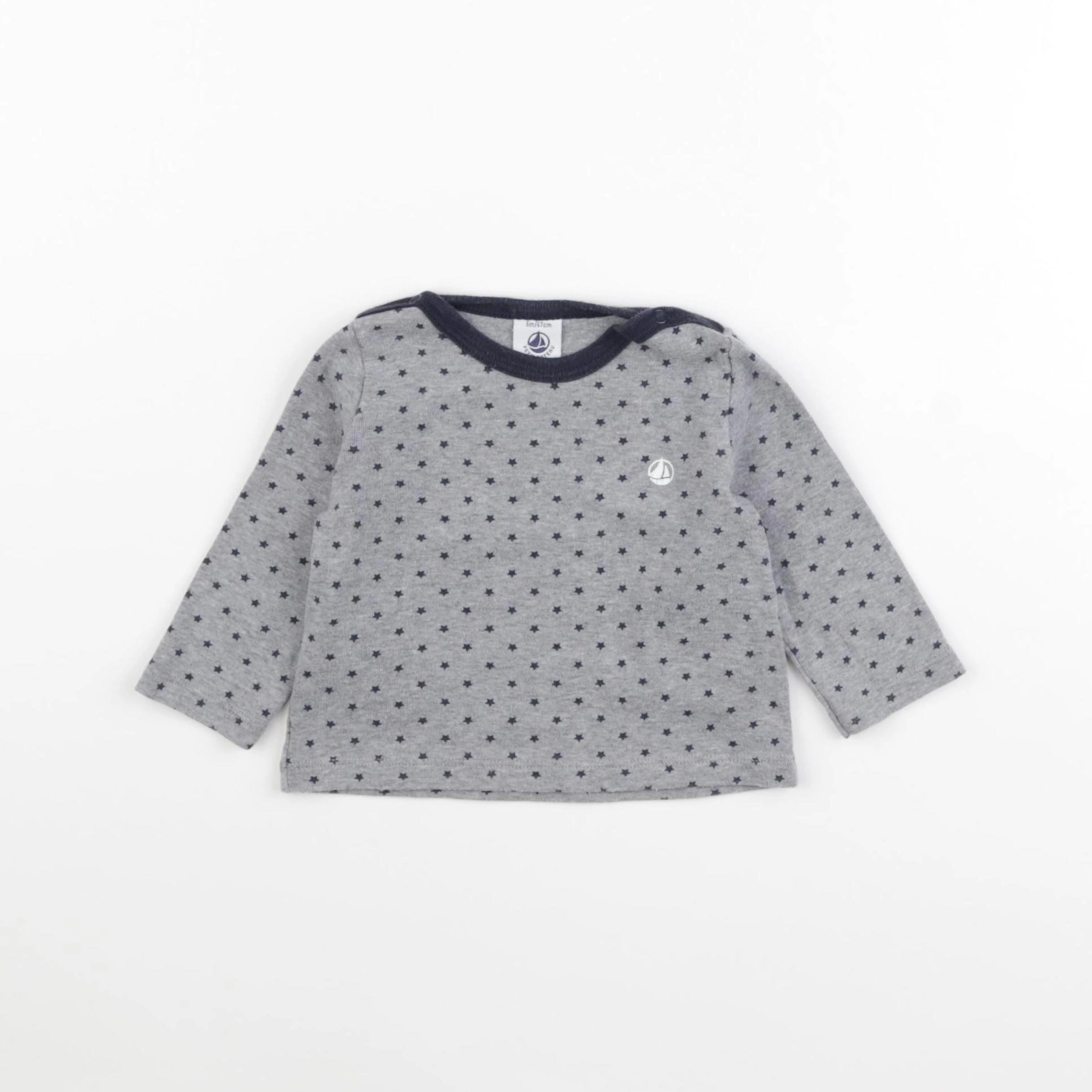 Petit Bateau - tee-shirt gris - 6 mois