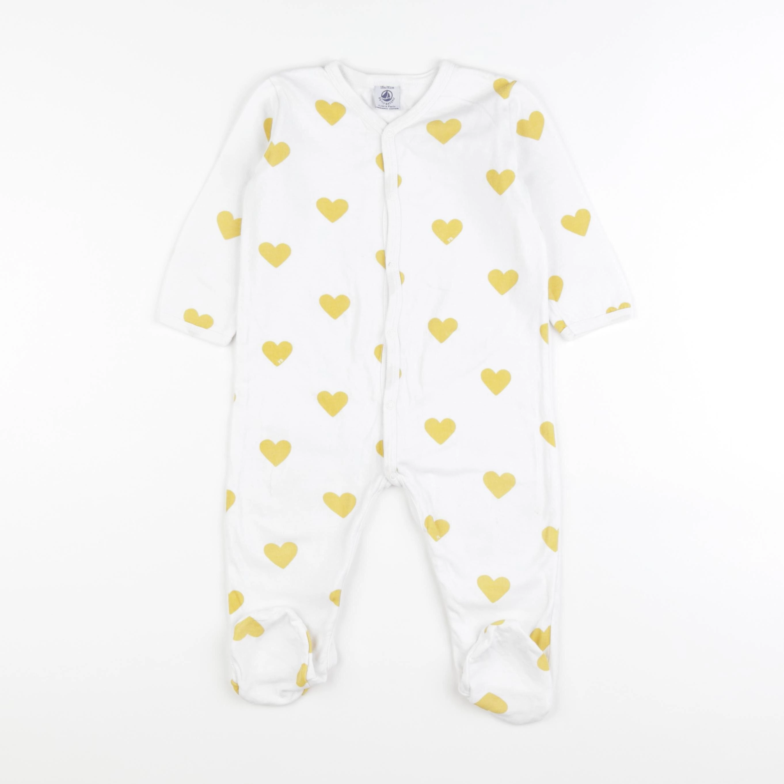 Petit Bateau - pyjama coton jaune, blanc - 18 mois