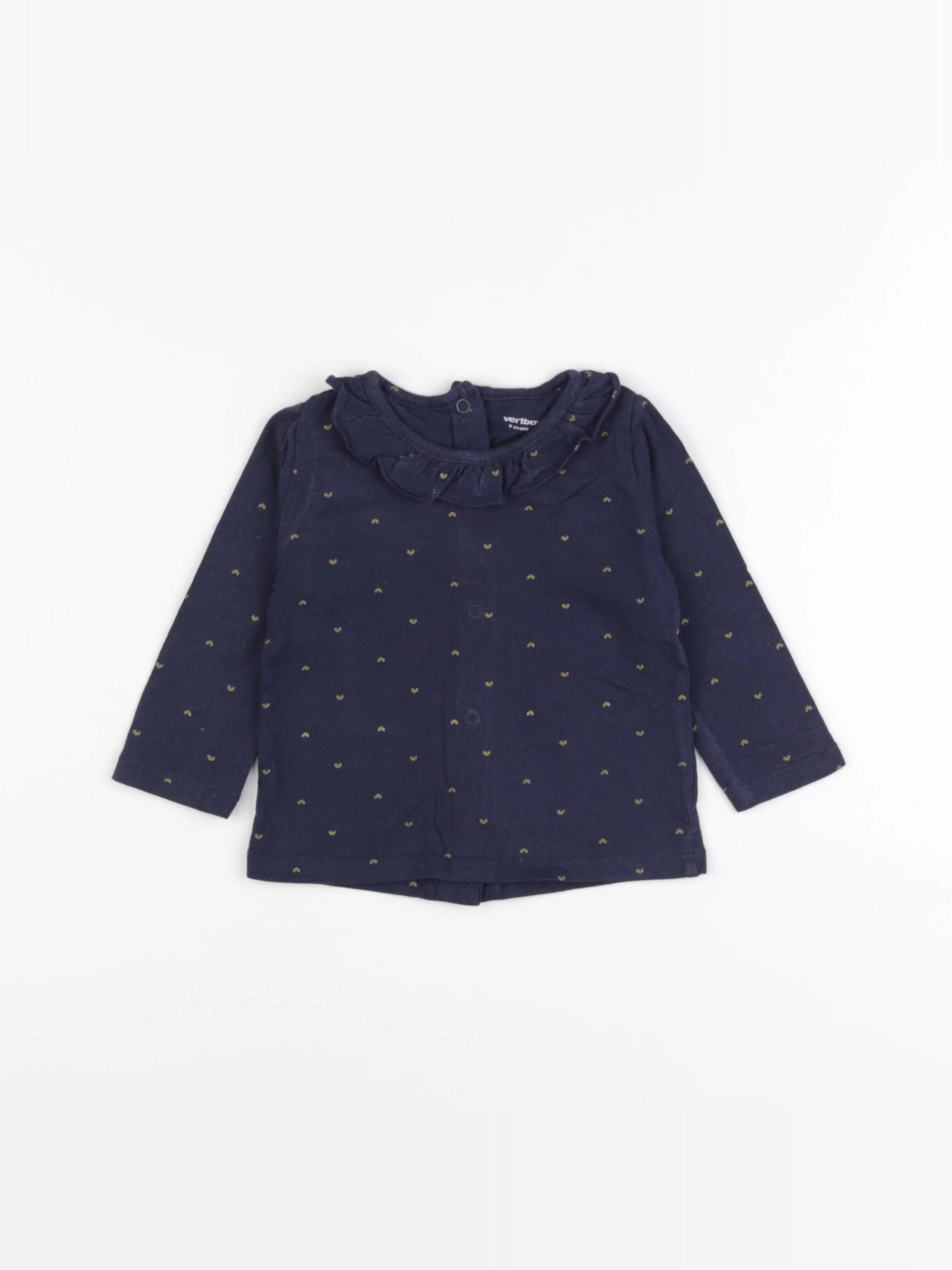 Vertbaudet - tee-shirt bleu, or - 9 mois