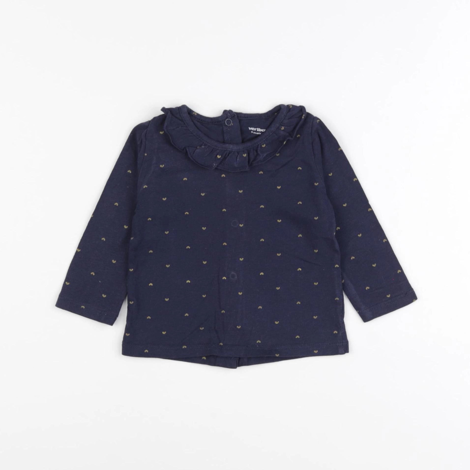 Vertbaudet - tee-shirt bleu, or - 9 mois