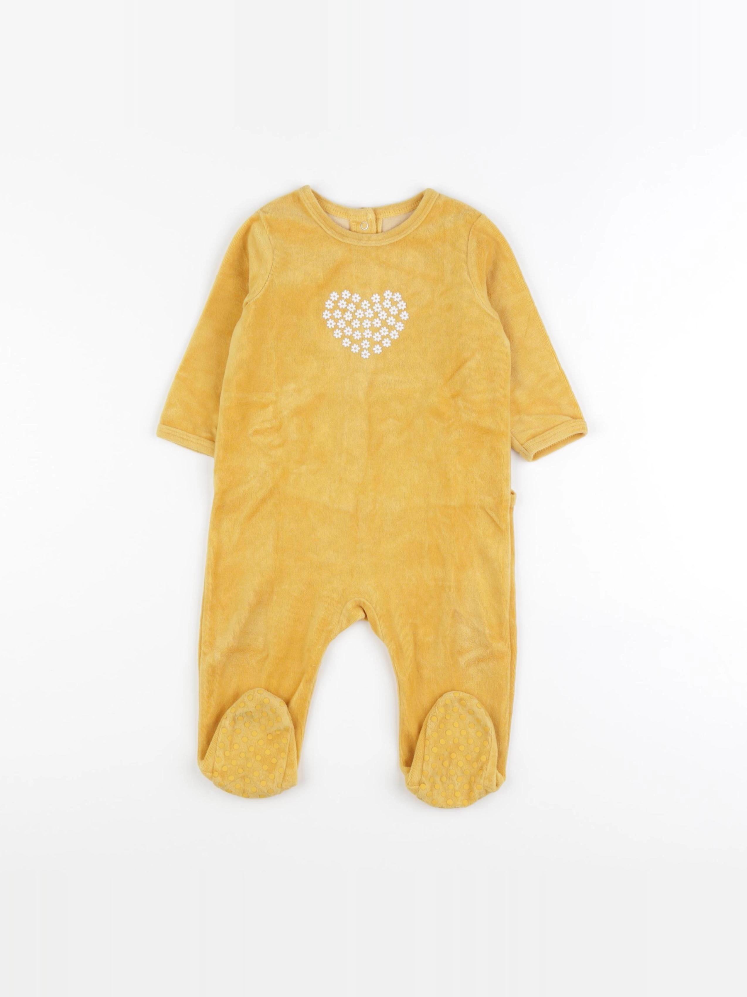 Vertbaudet - pyjama velours jaune - 9 mois