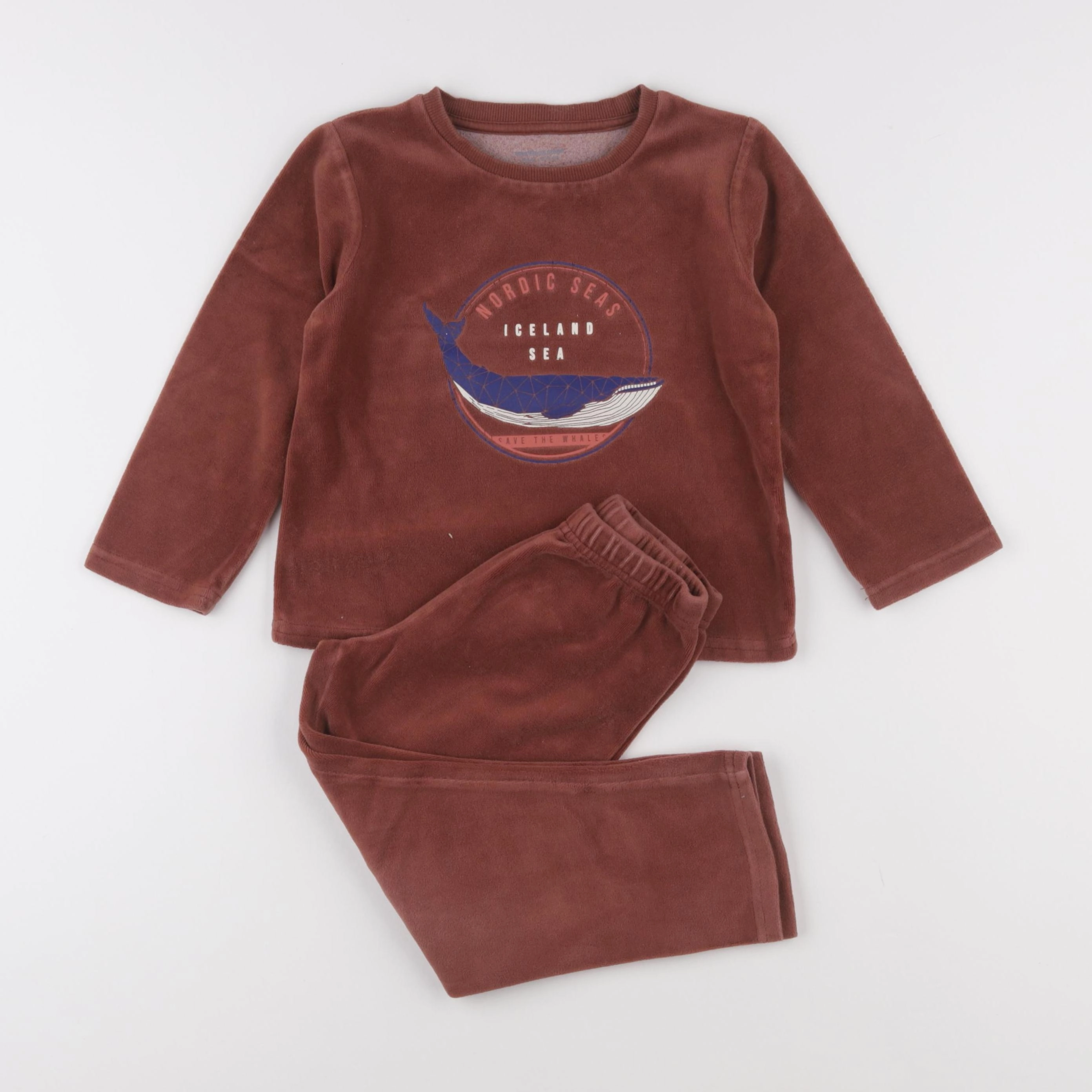 Vertbaudet - pyjama velours marron - 4 ans