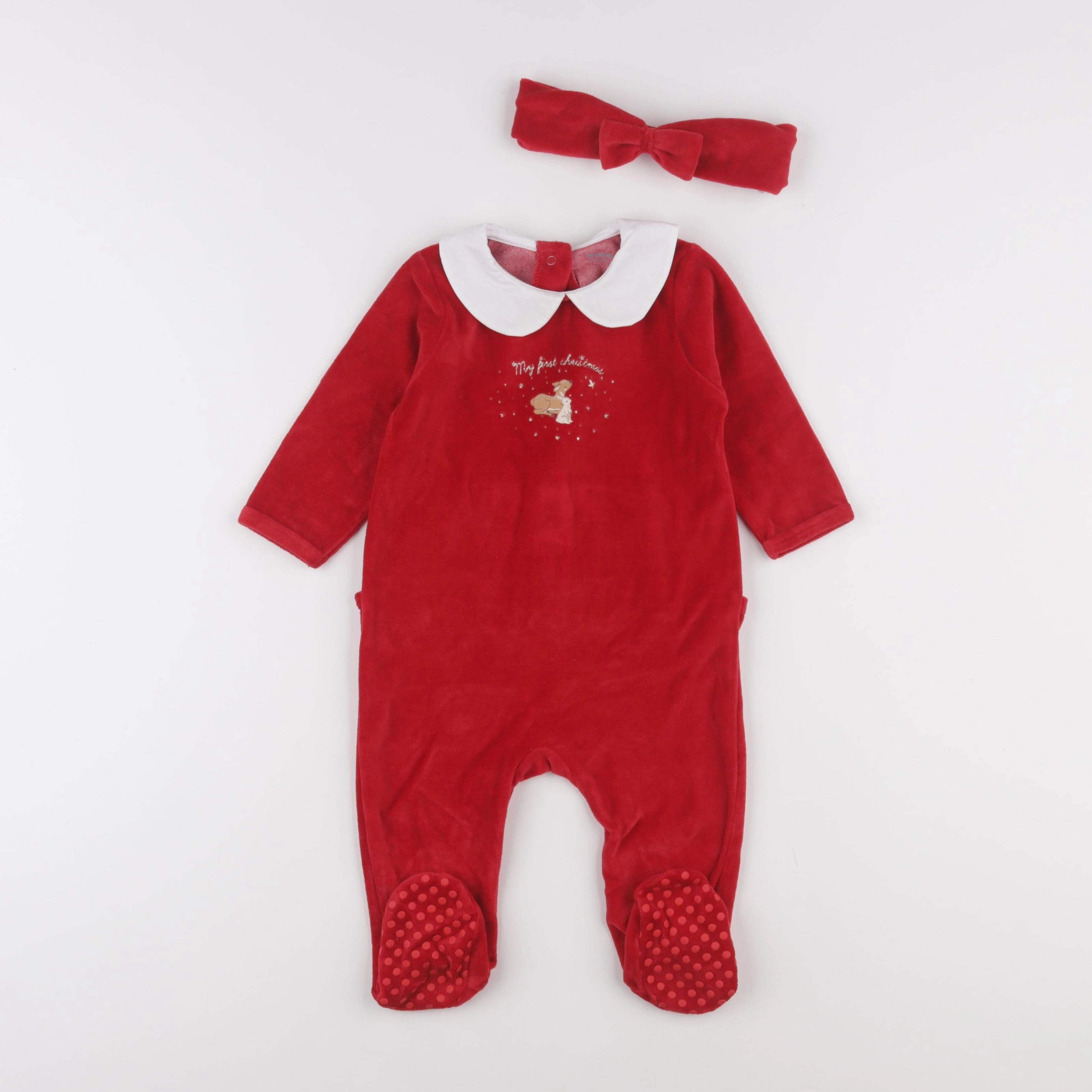 Vertbaudet - pyjama velours rouge - 12 mois