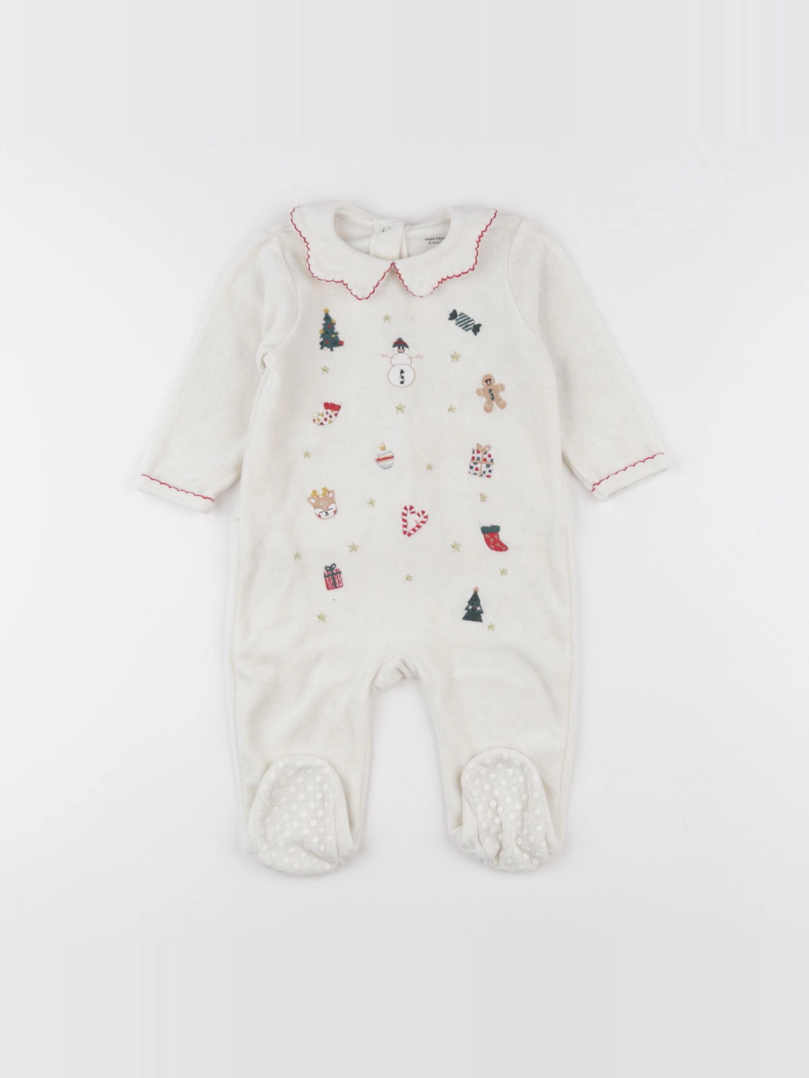Vertbaudet - pyjama velours blanc - 9 mois