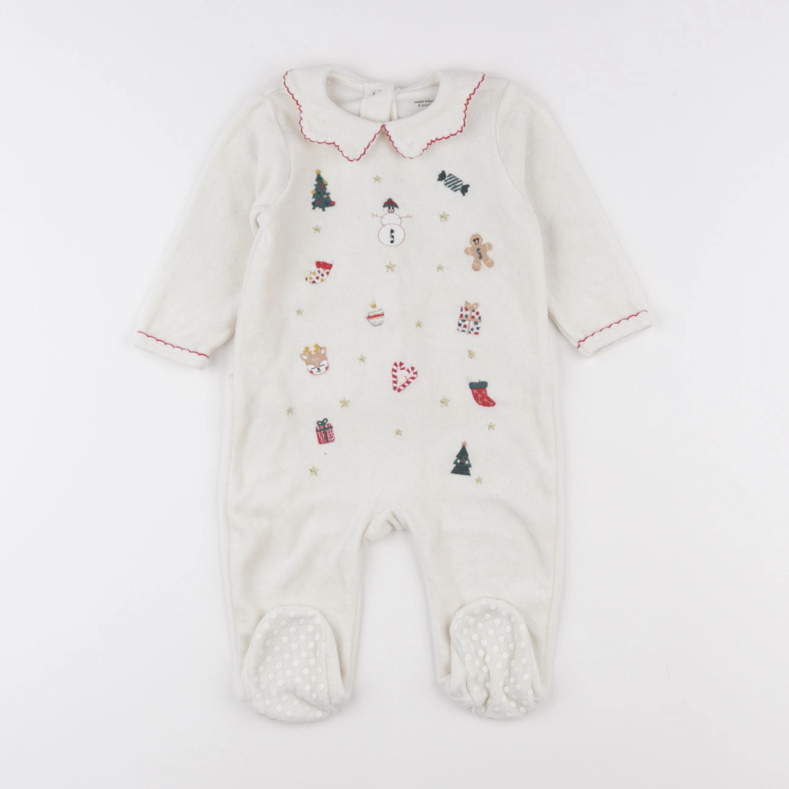 Vertbaudet - pyjama velours blanc - 9 mois
