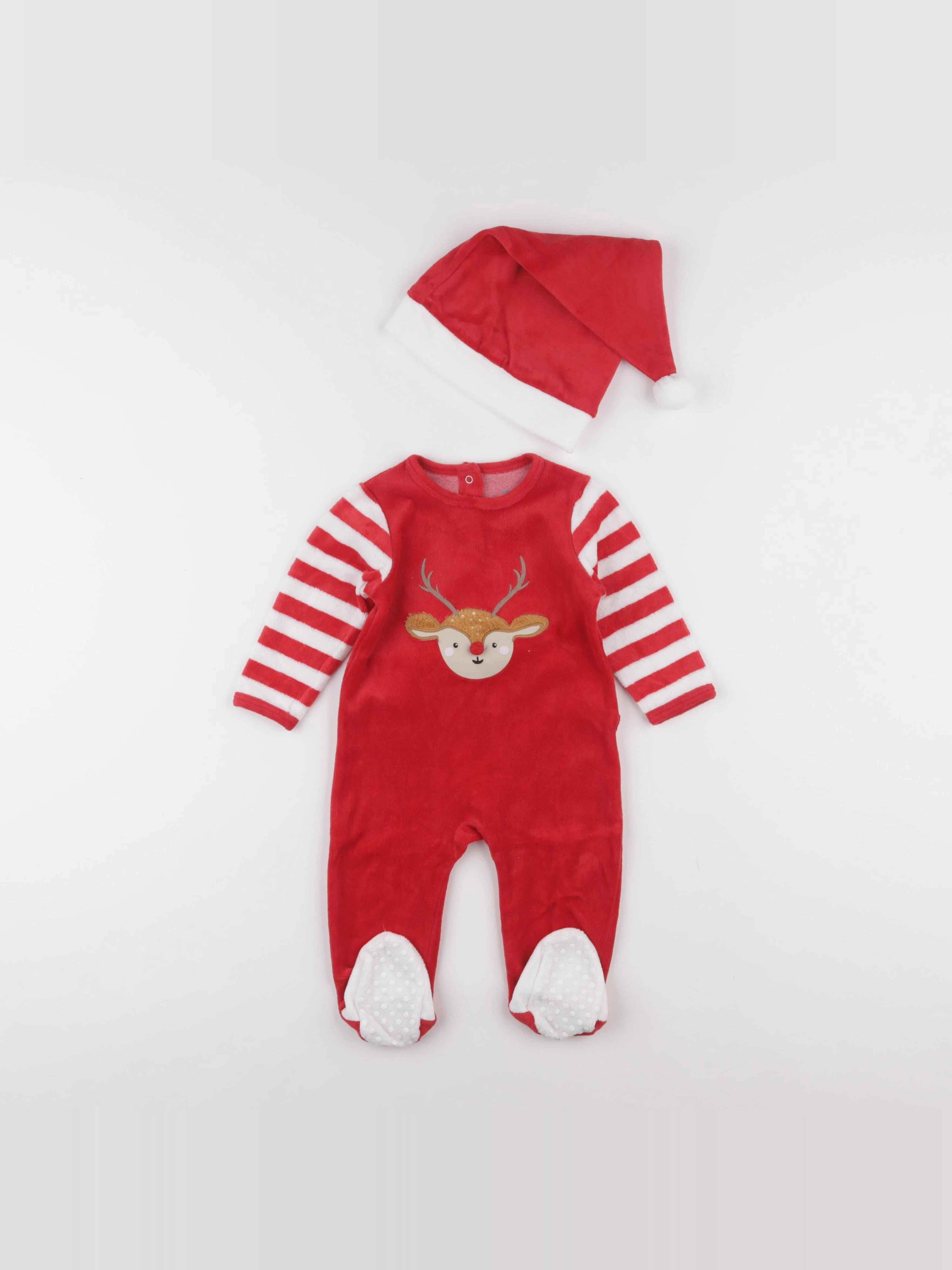 Vertbaudet - pyjama velours rouge - 9 mois