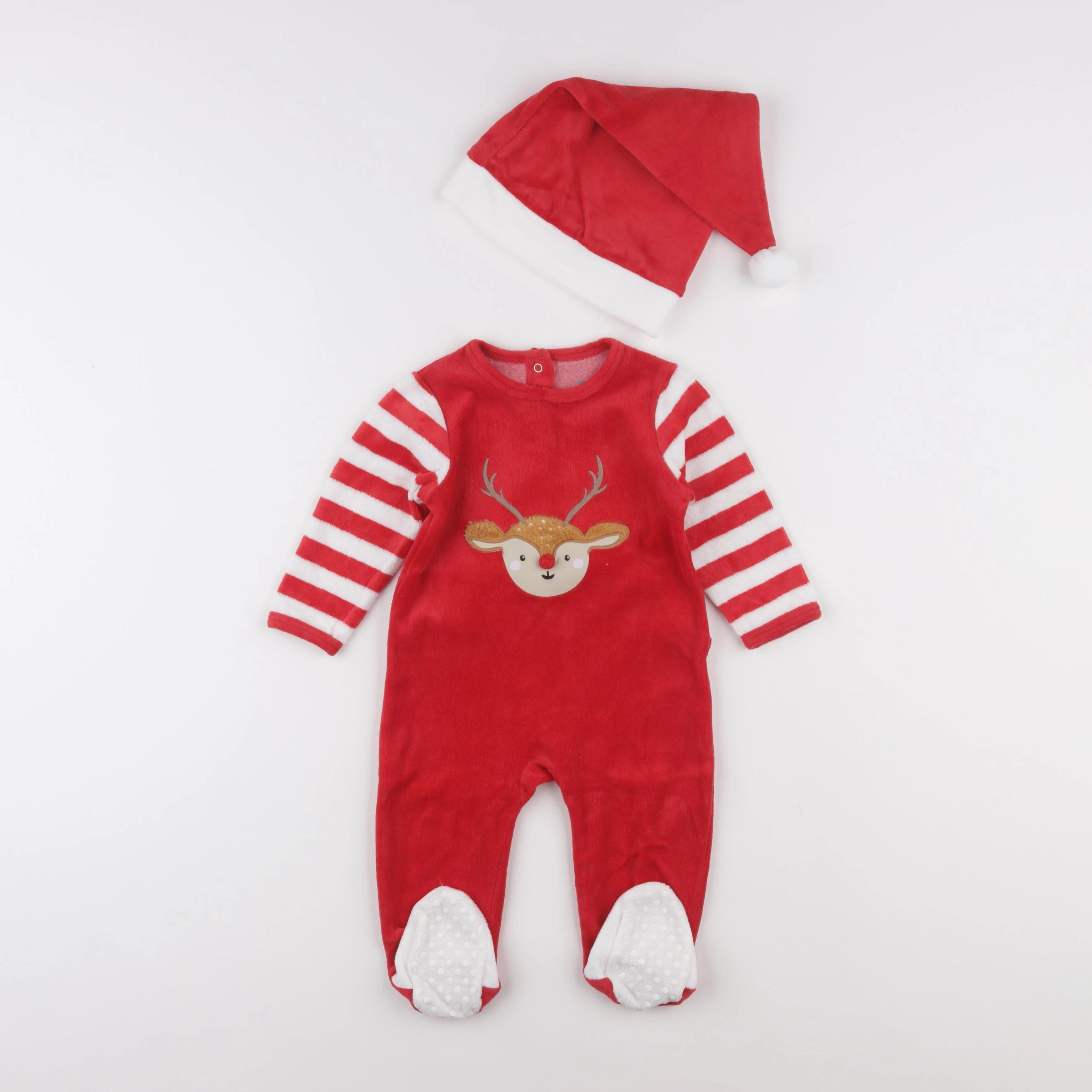 Vertbaudet - pyjama velours rouge - 9 mois