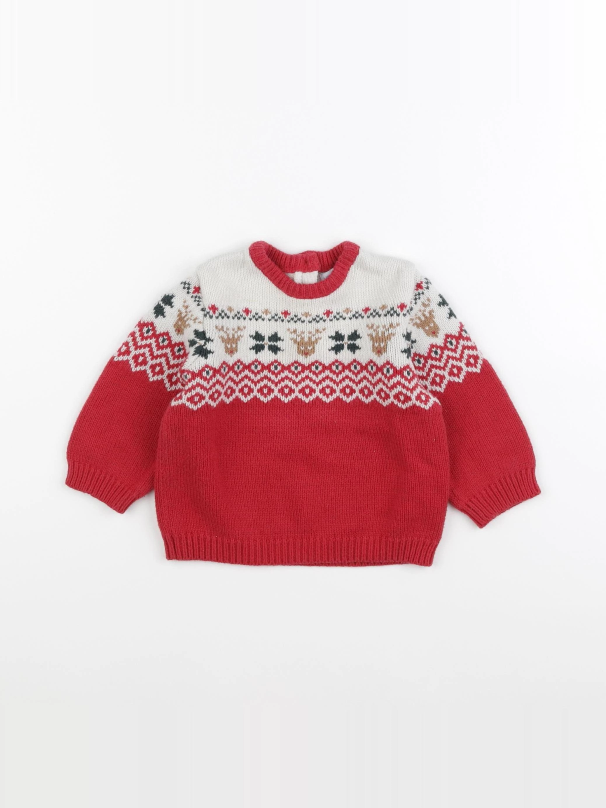 Vertbaudet - pull rouge - 12 mois
