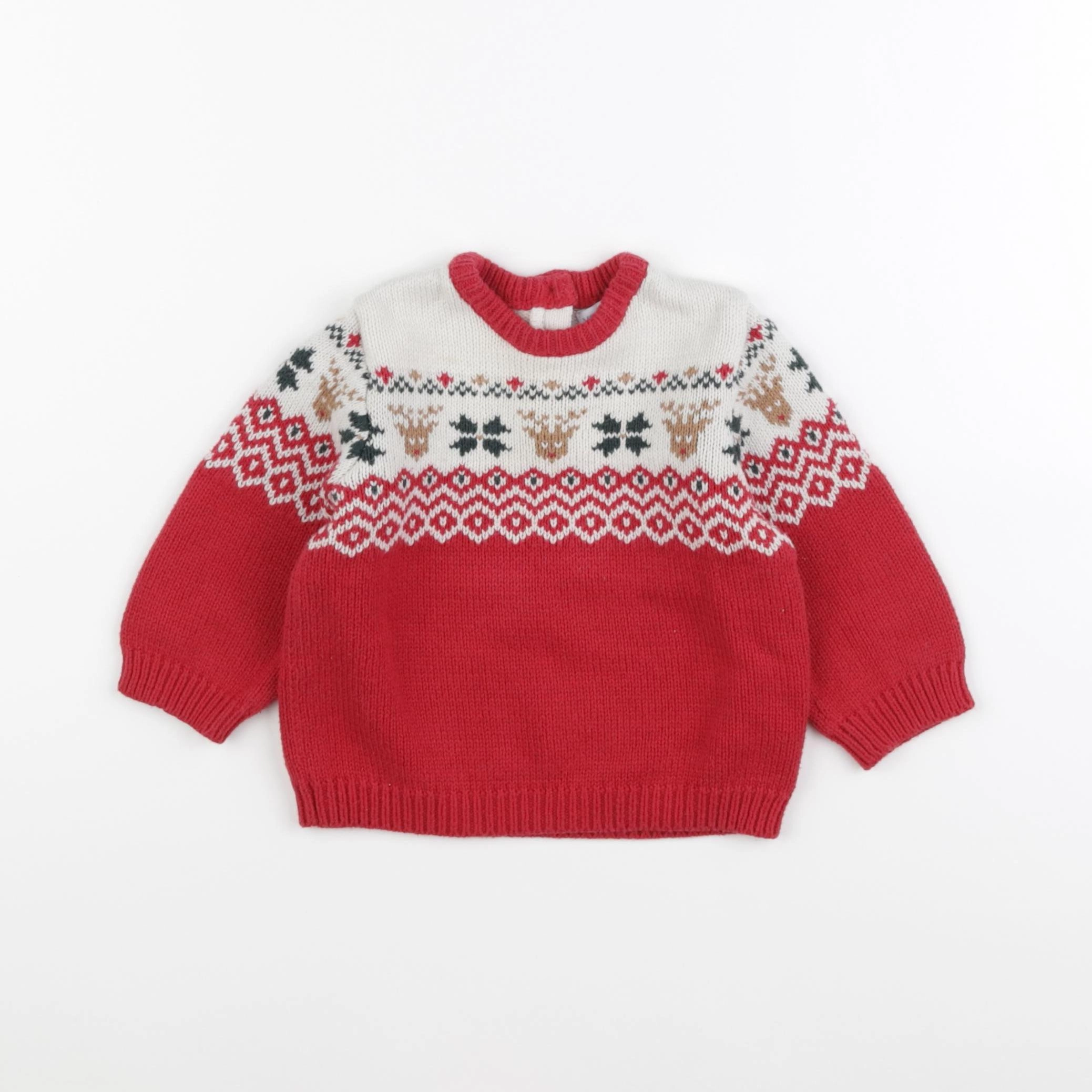 Vertbaudet - pull rouge - 12 mois