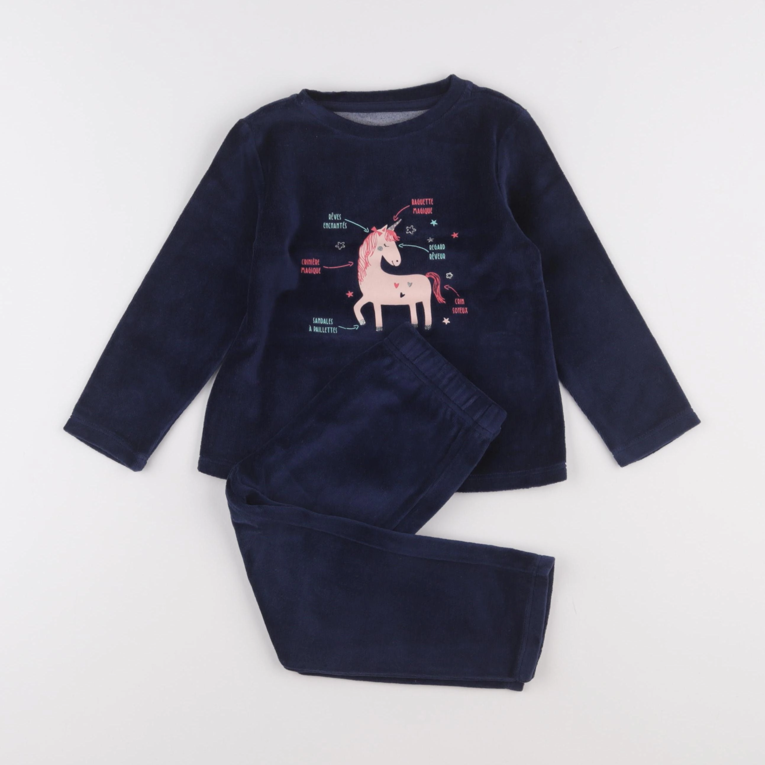 Vertbaudet - pyjama velours bleu - 3 ans