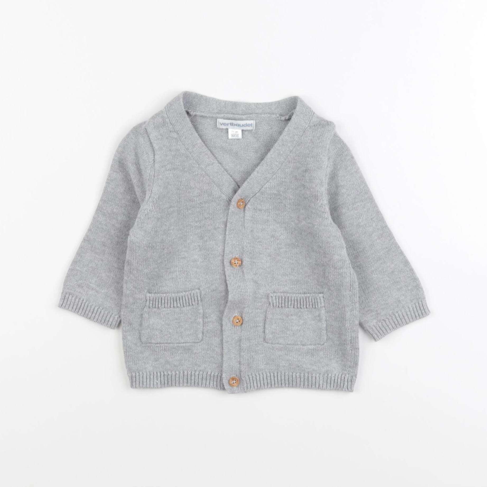 Vertbaudet - gilet gris - 9 mois
