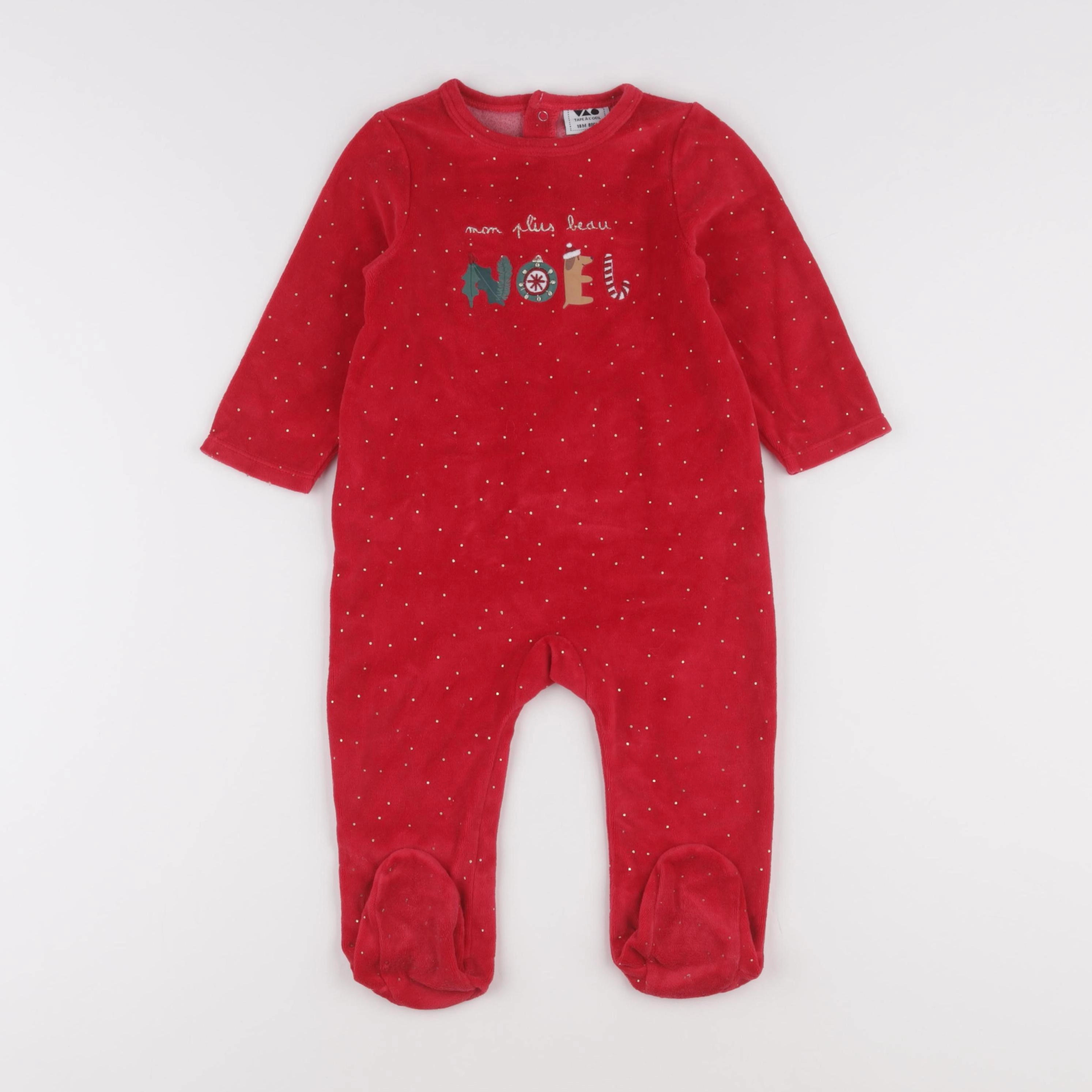 Tape à l'oeil - pyjama velours rouge - 18 mois