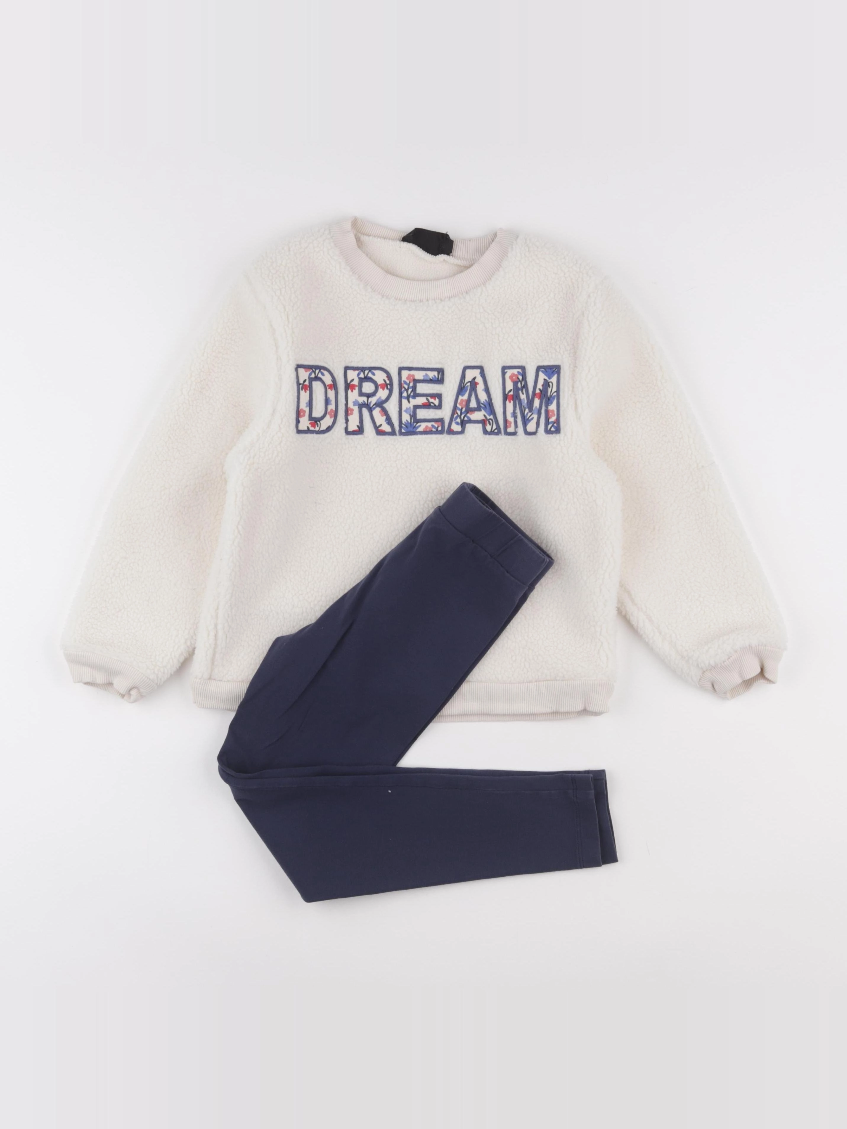 Monoprix - pyjama velours blanc, bleu - 6 ans