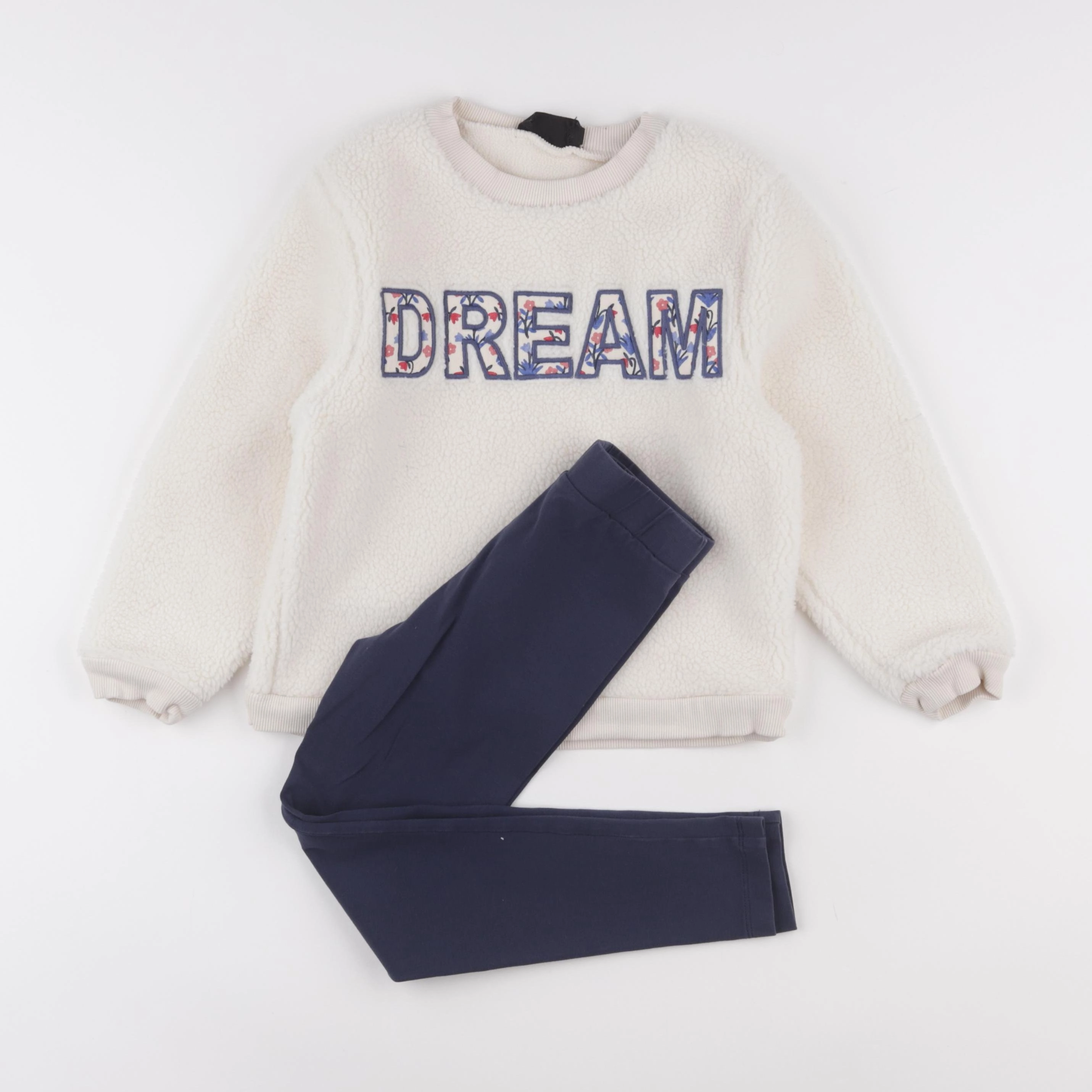 Monoprix - pyjama velours blanc, bleu - 6 ans