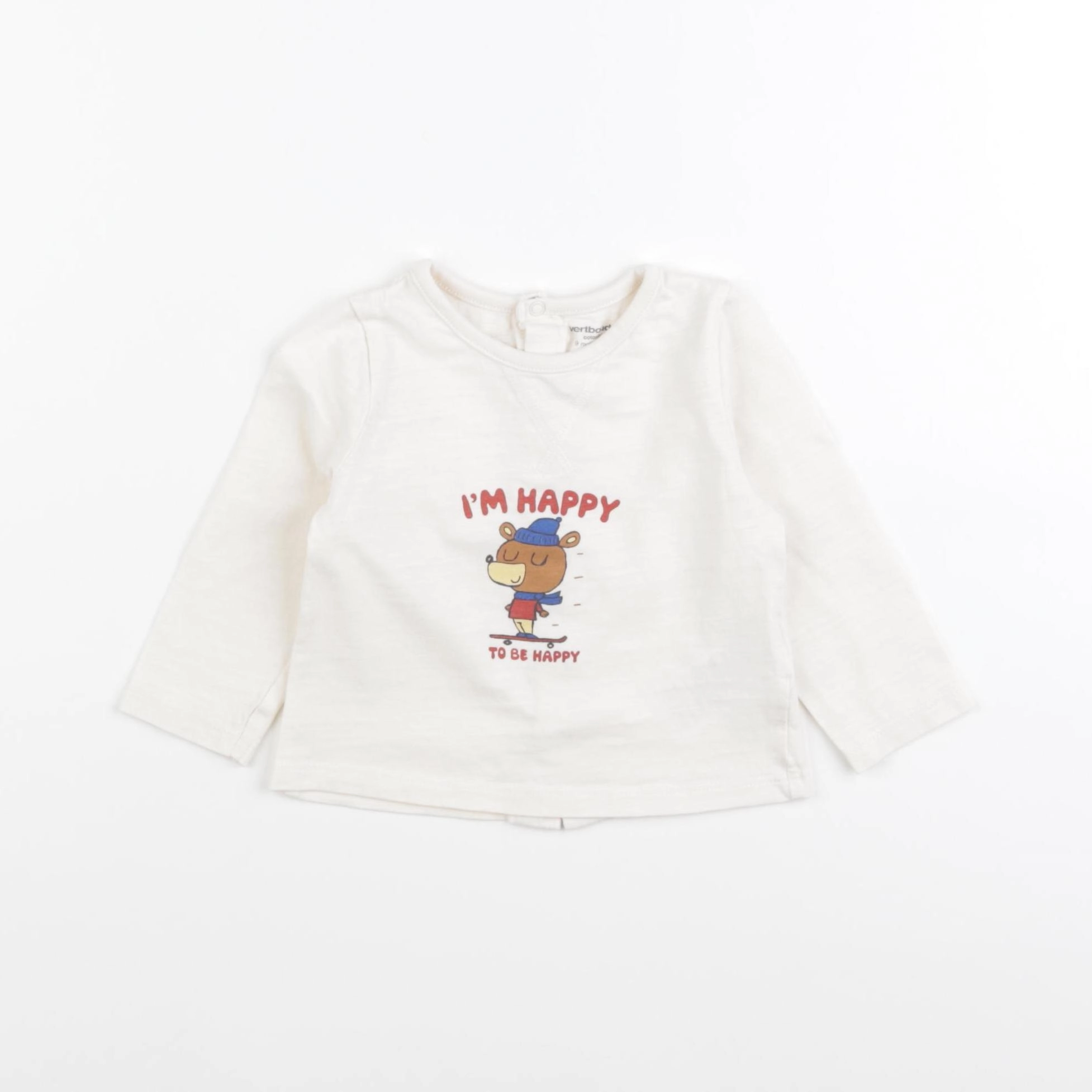 Vertbaudet - tee-shirt beige - 9 mois