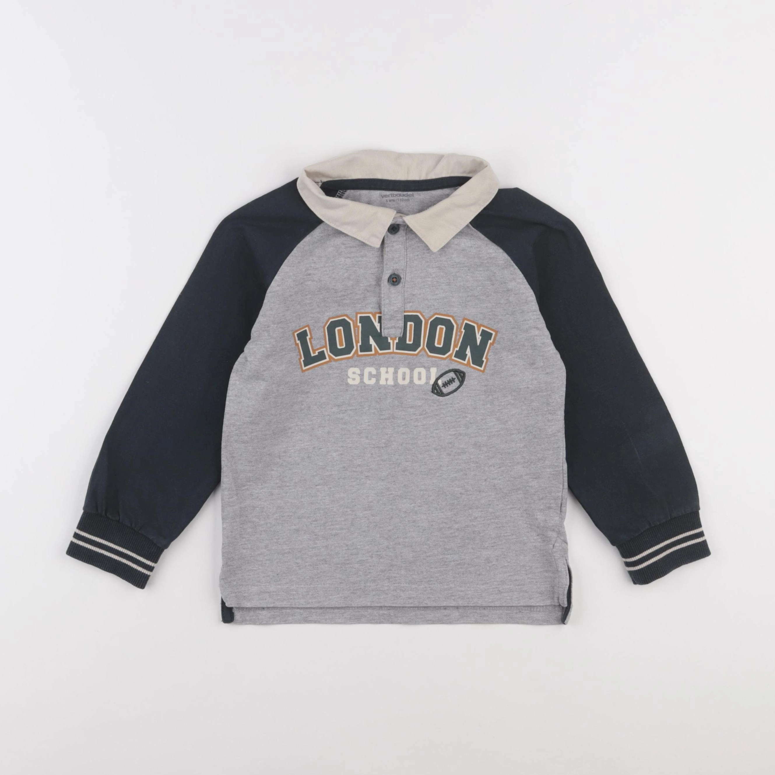 Vertbaudet - polo gris - 5 ans