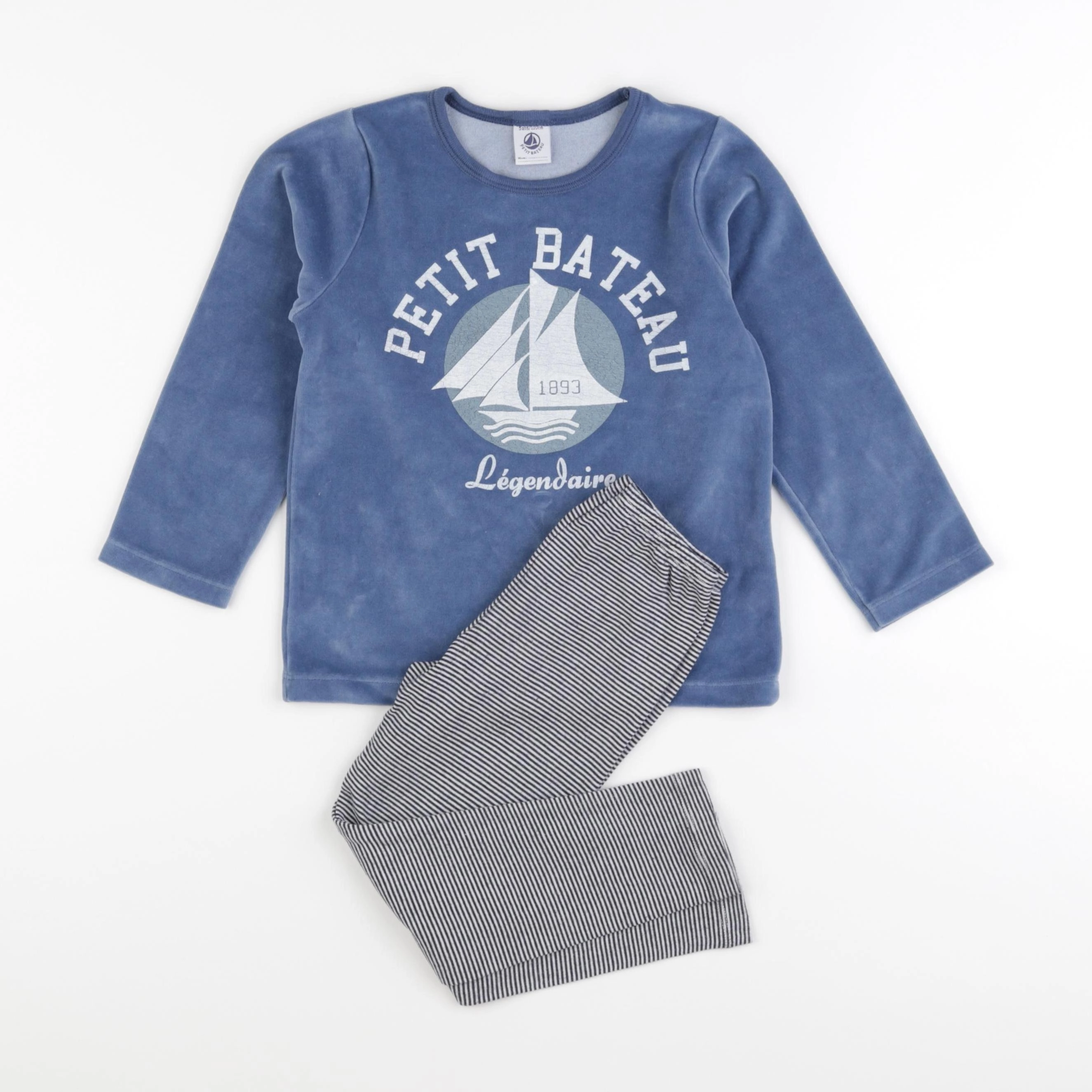 Petit Bateau - pyjama velours bleu - 5 ans