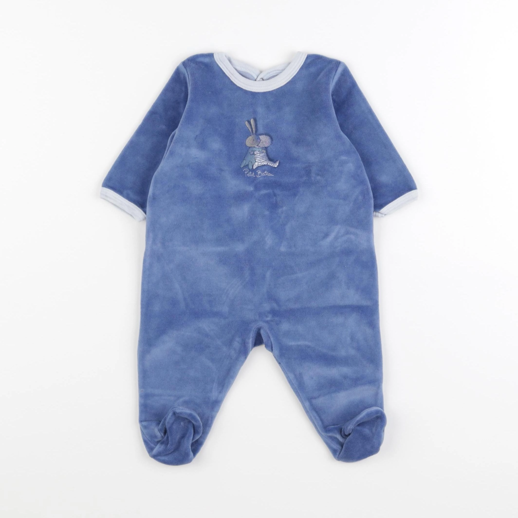 Petit Bateau - pyjama velours bleu - 3 mois