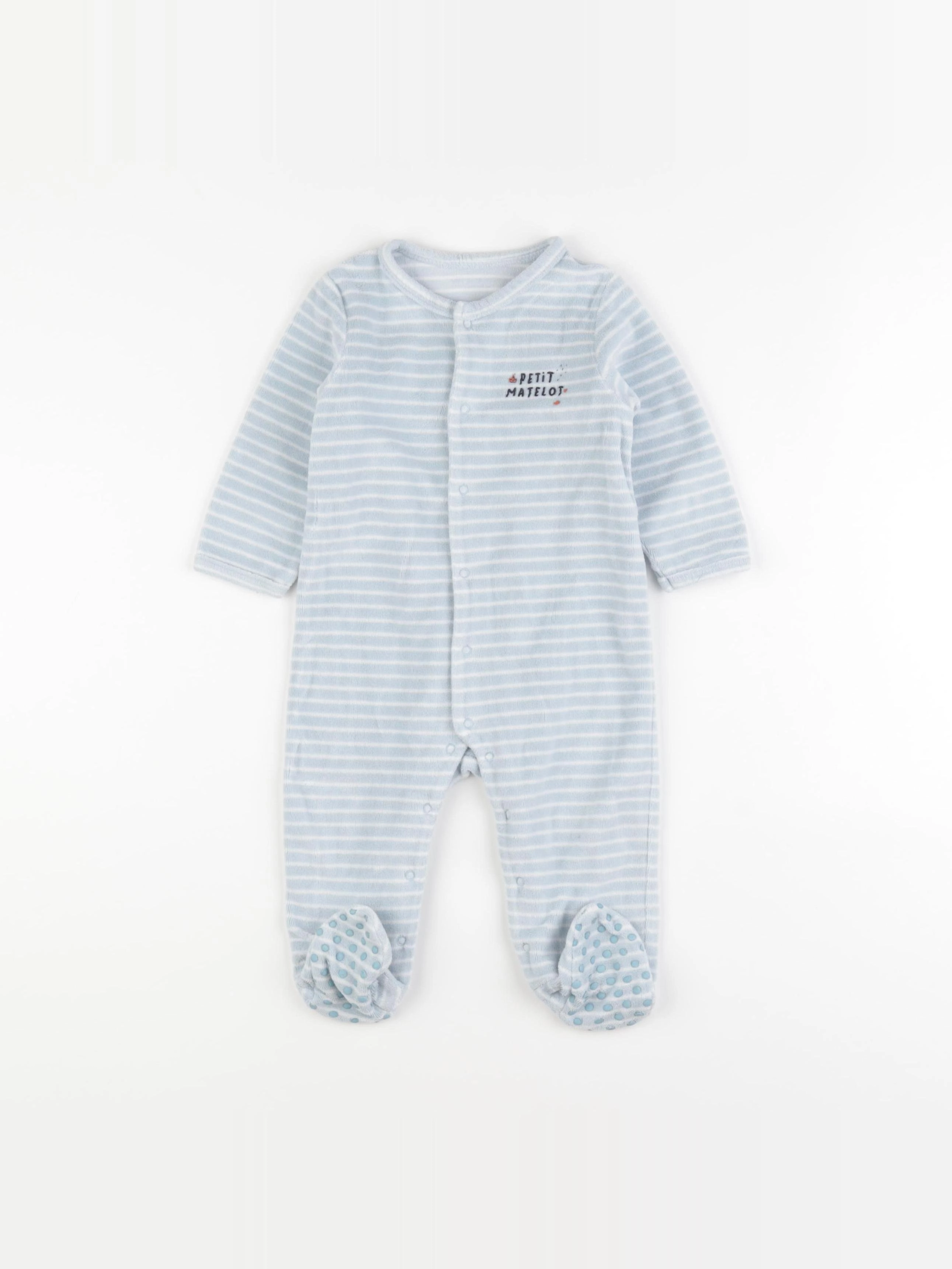 Vertbaudet - pyjama velours bleu - 9/12 mois