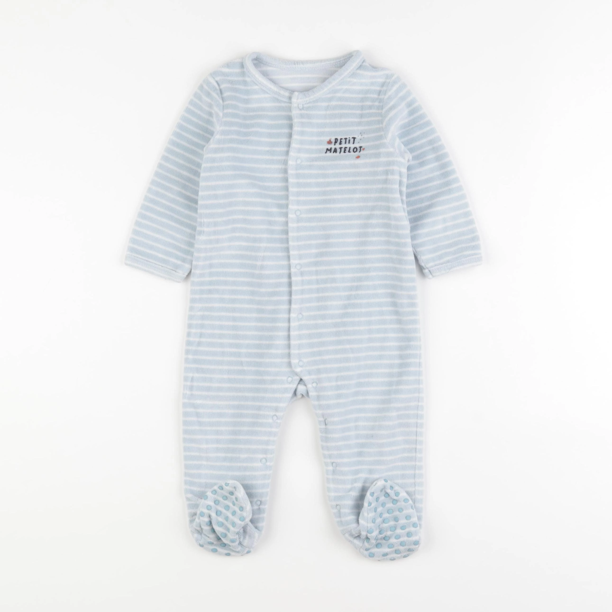 Vertbaudet - pyjama velours bleu - 9/12 mois