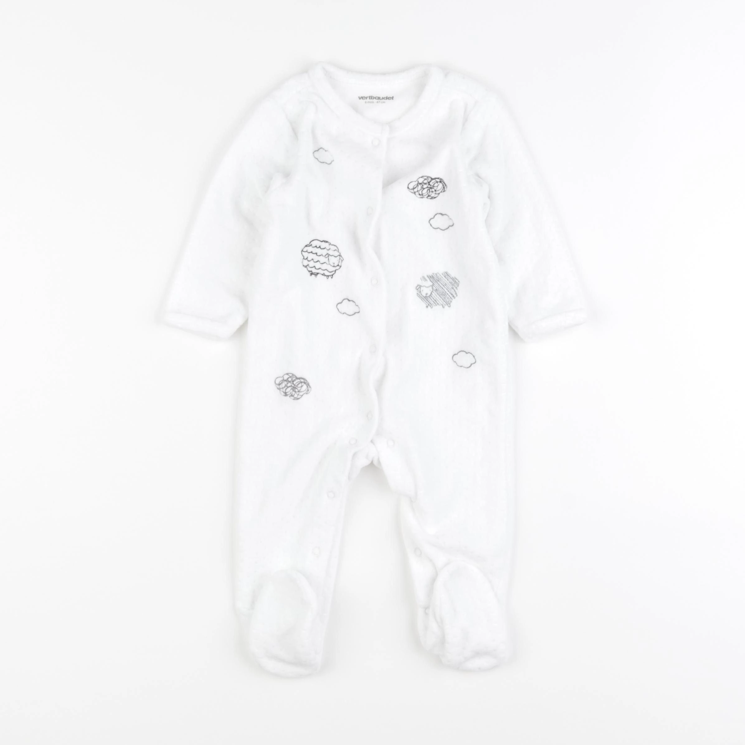 Vertbaudet - pyjama velours blanc - 6 mois