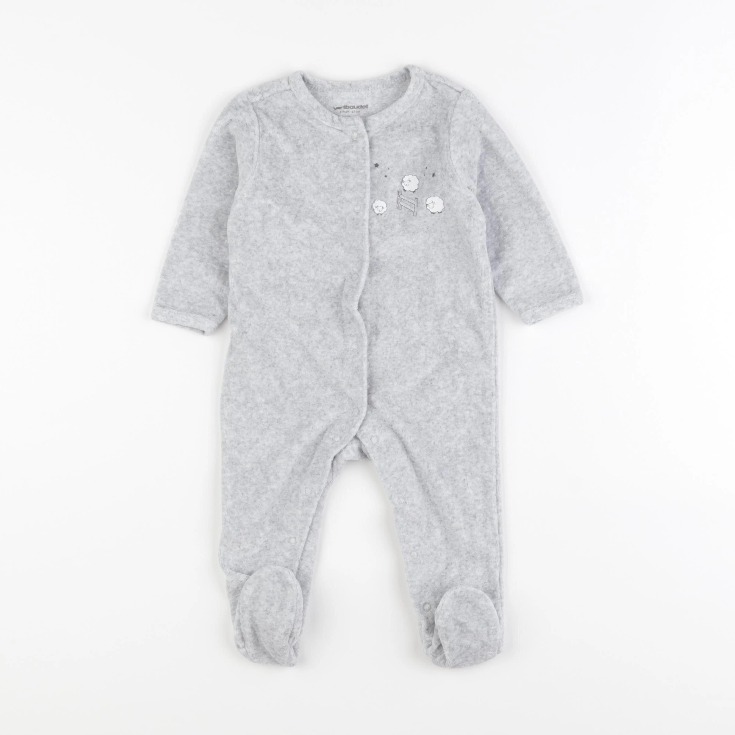 Vertbaudet - pyjama velours gris - 6 mois
