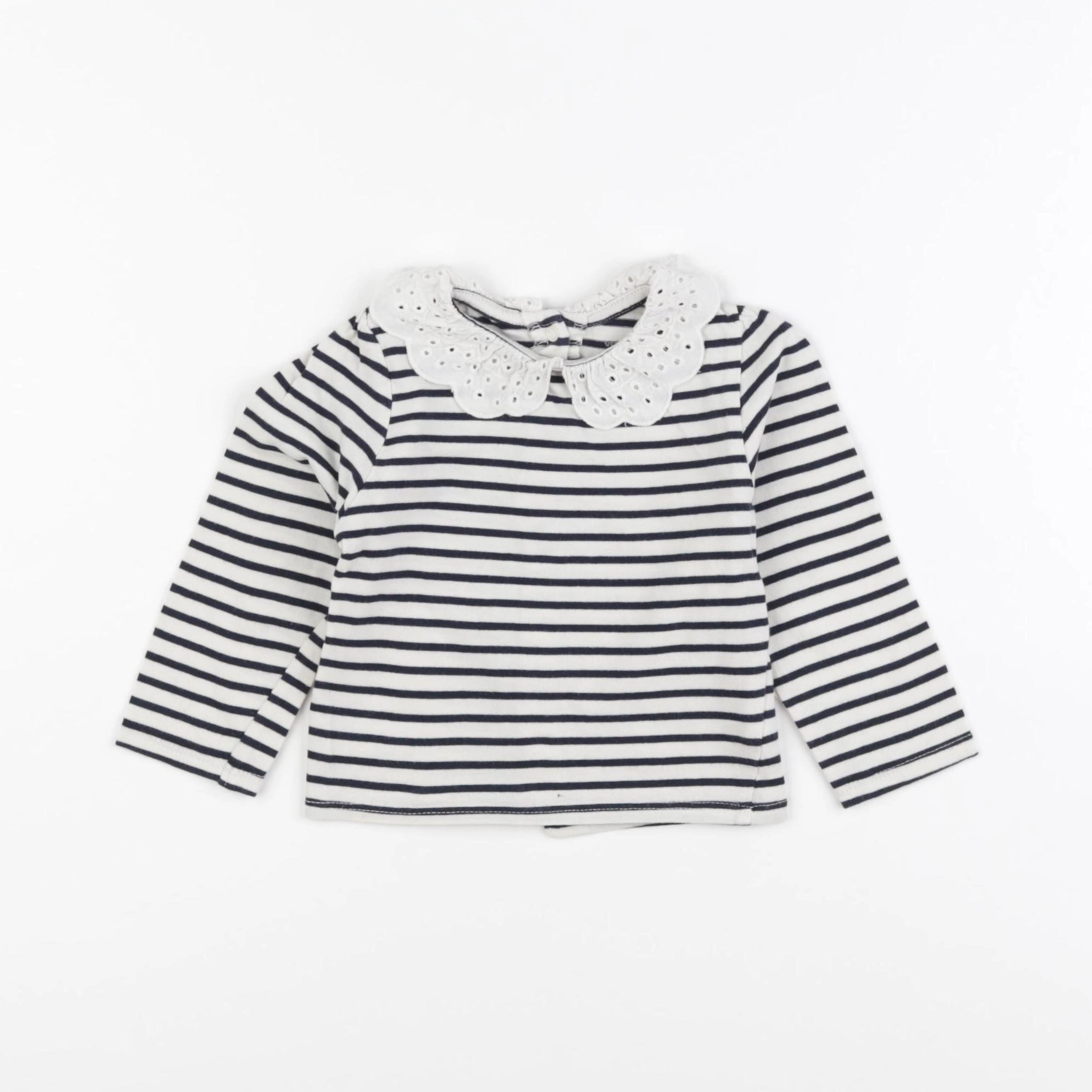 Vertbaudet - tee-shirt bleu, beige - 9 mois