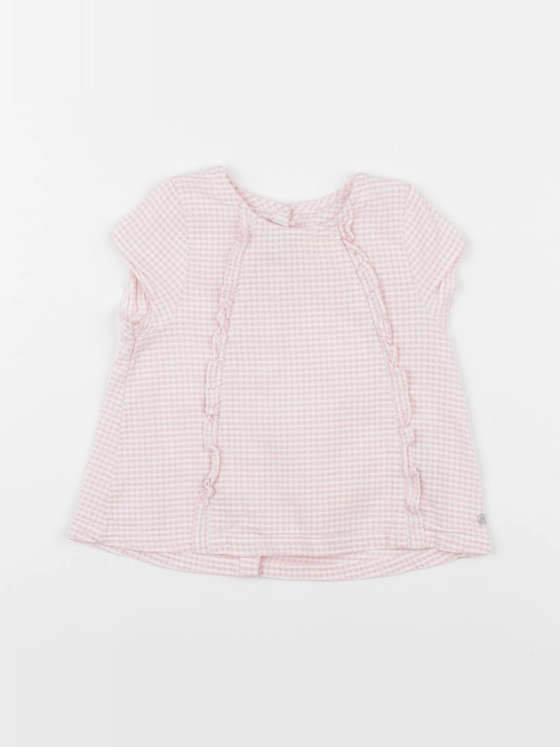 Petit Bateau - robe blanc, rose - 18 mois