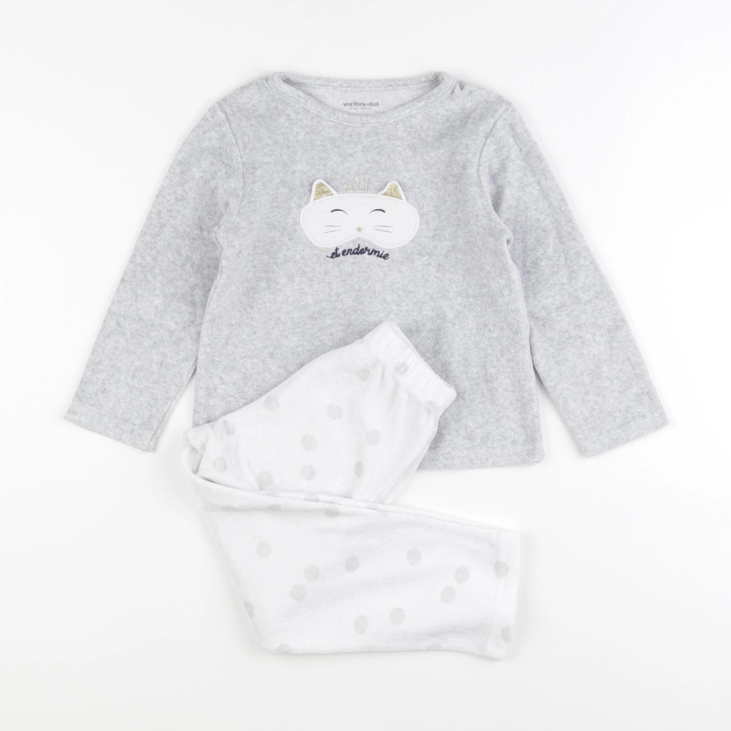 Vertbaudet - pyjama velours gris - 4 ans