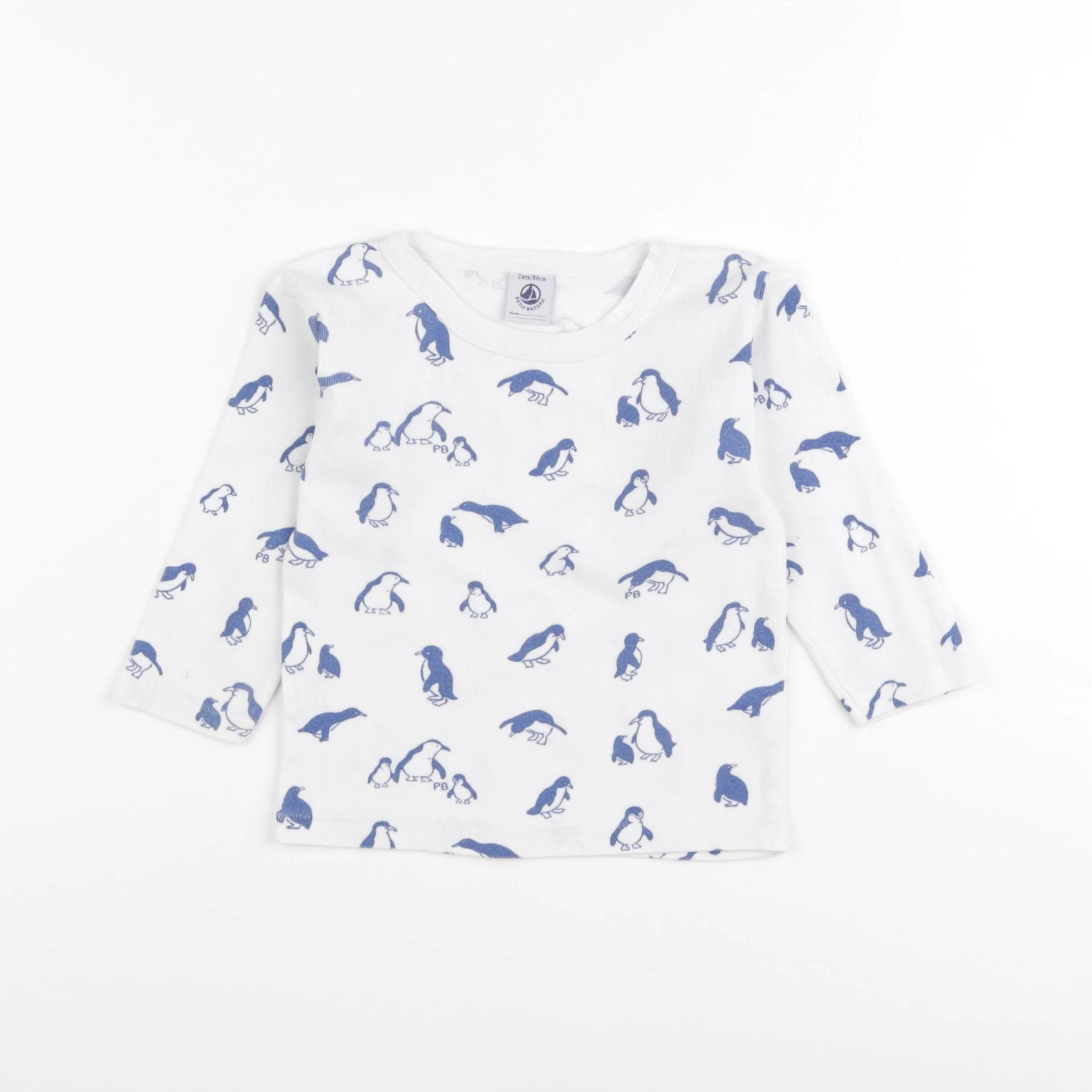 Petit Bateau - maillot de corps bleu, blanc - 2 ans