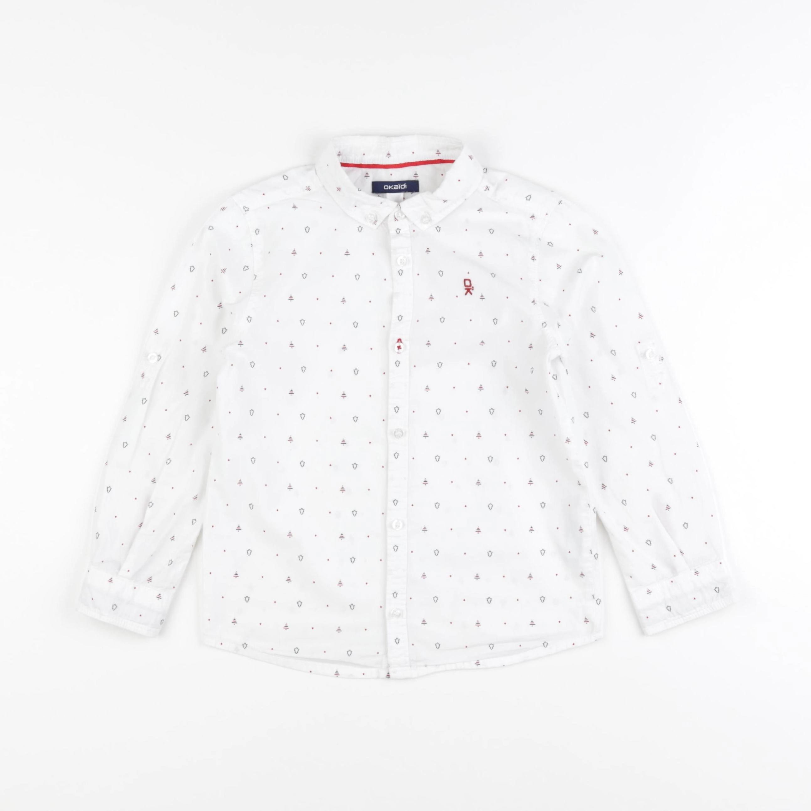 Okaidi - chemise blanc, rouge - 5 ans