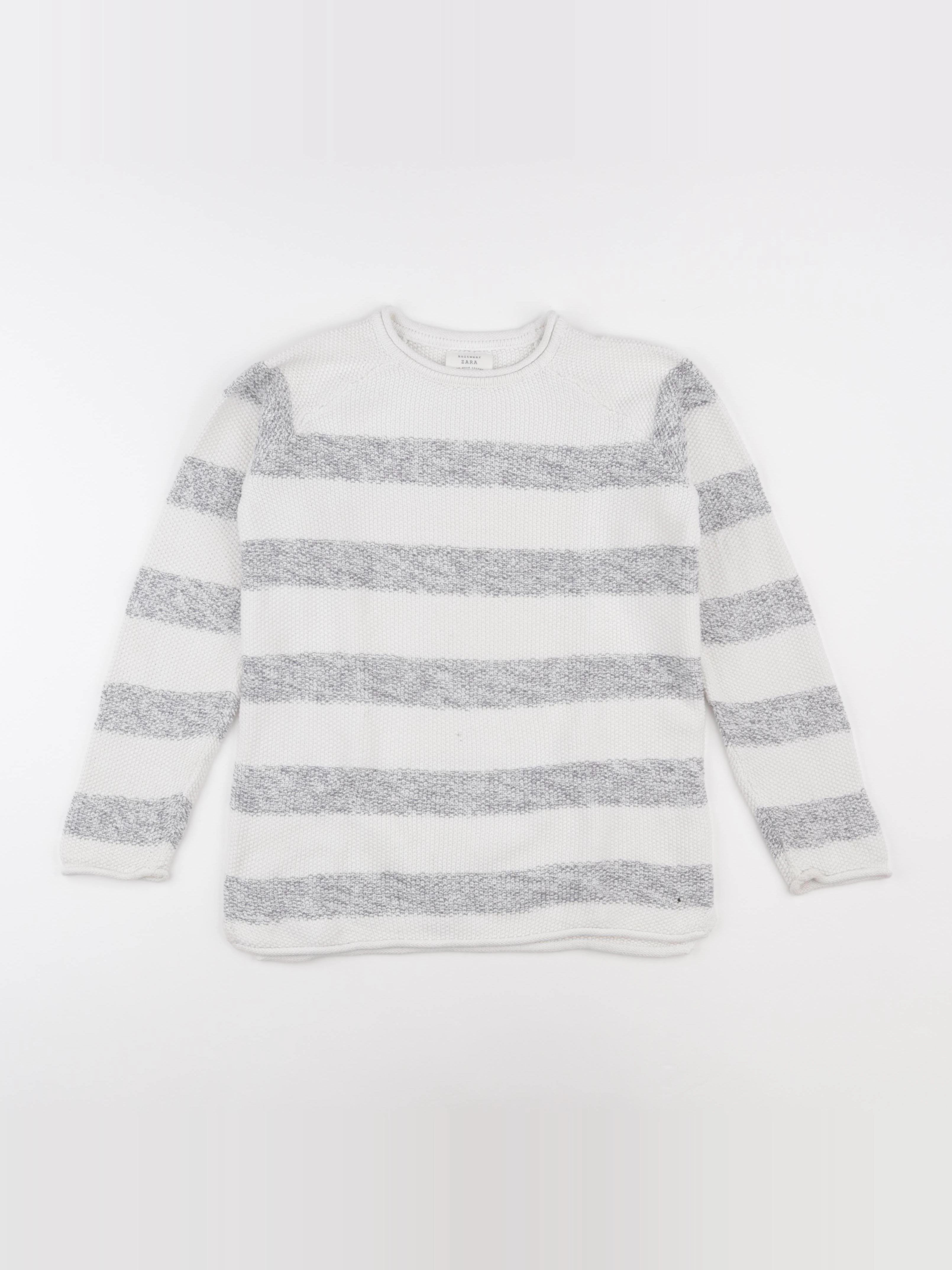 Zara - pull blanc, gris - 8 ans