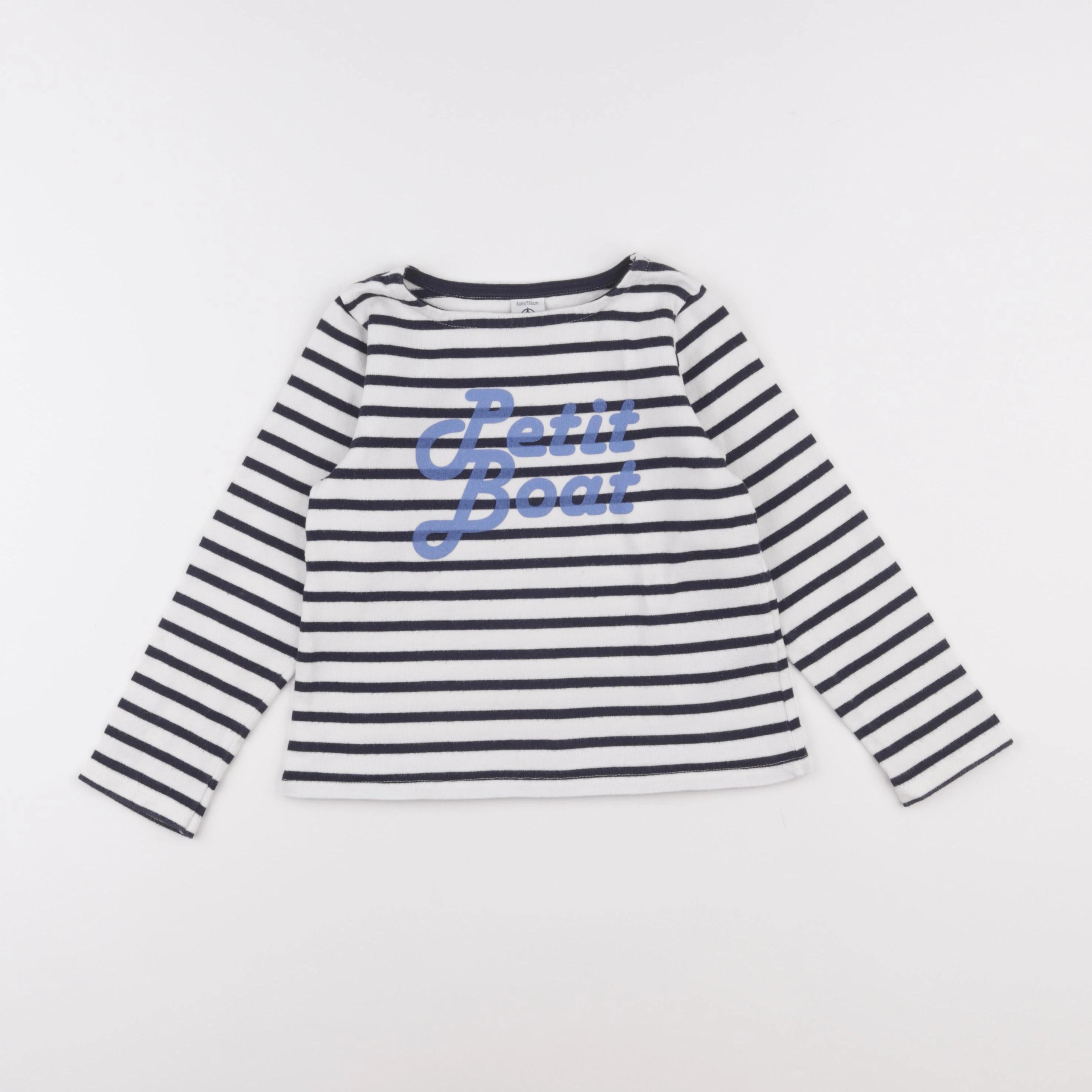 Petit Bateau - sweat blanc, bleu - 6 ans
