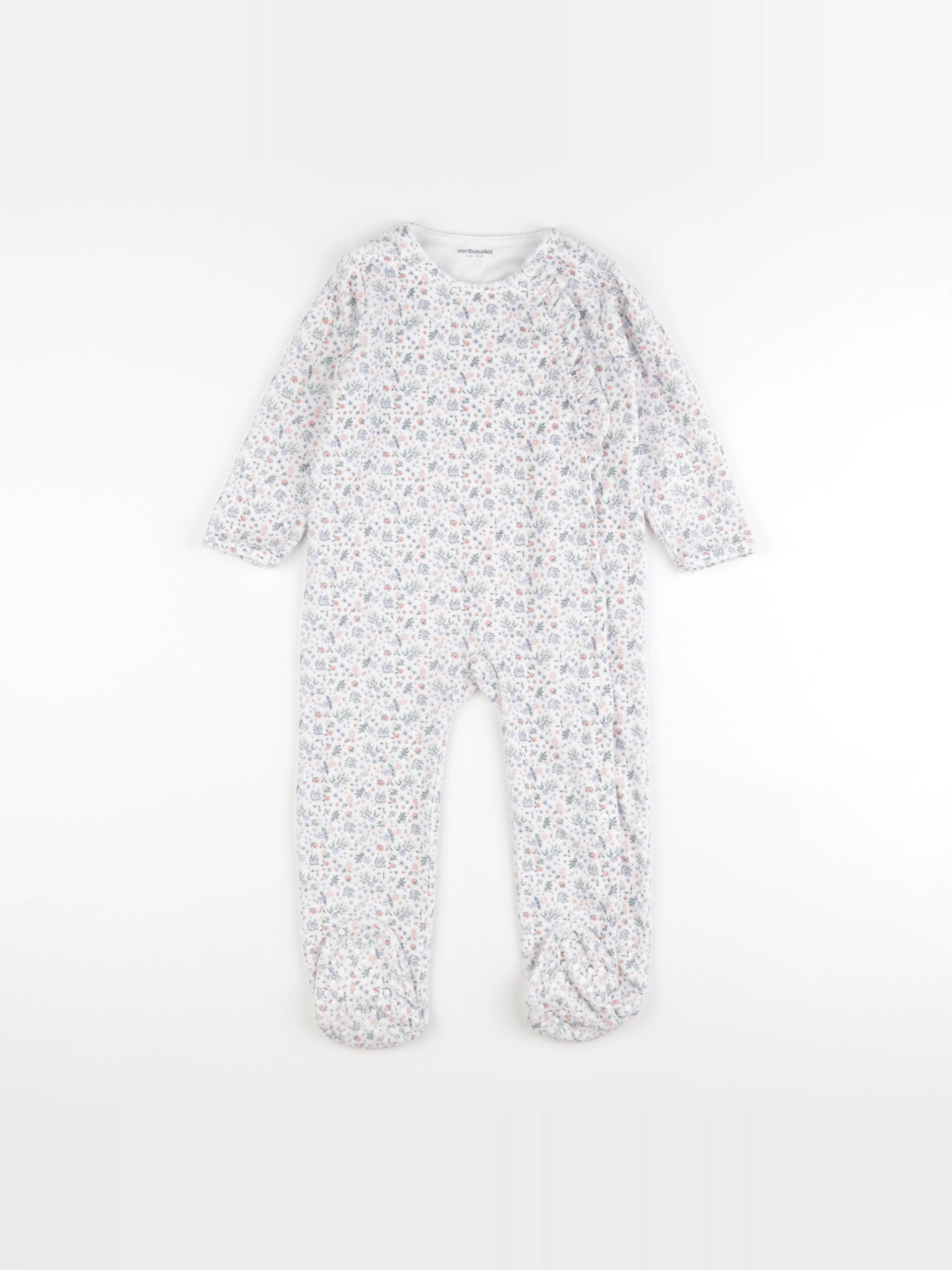Vertbaudet - pyjama velours blanc, violet - 3 ans