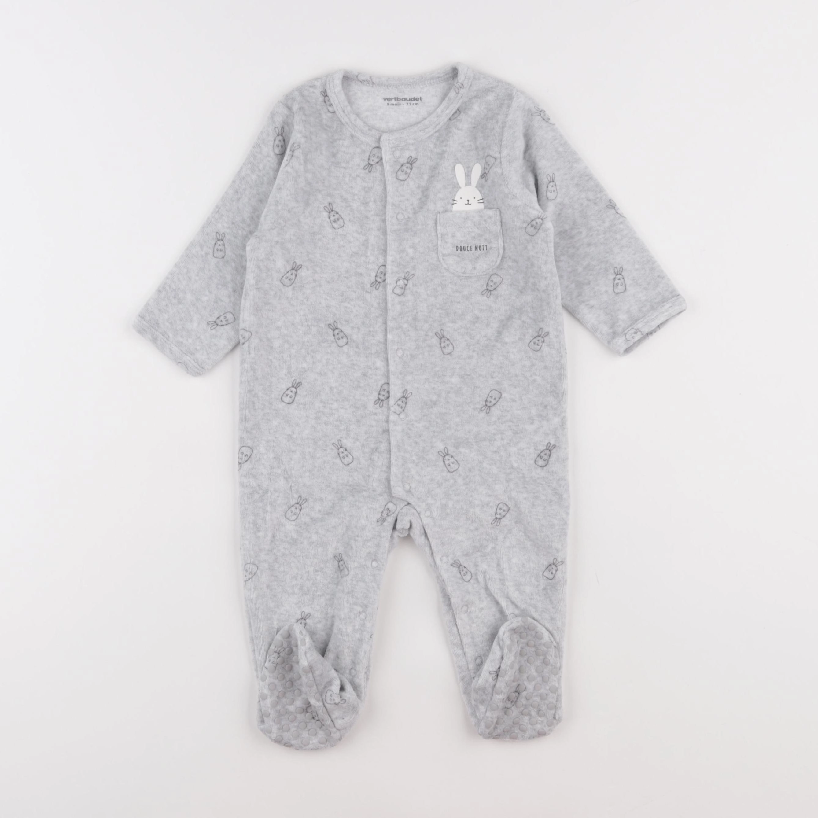 Vertbaudet - pyjama velours gris - 9 mois