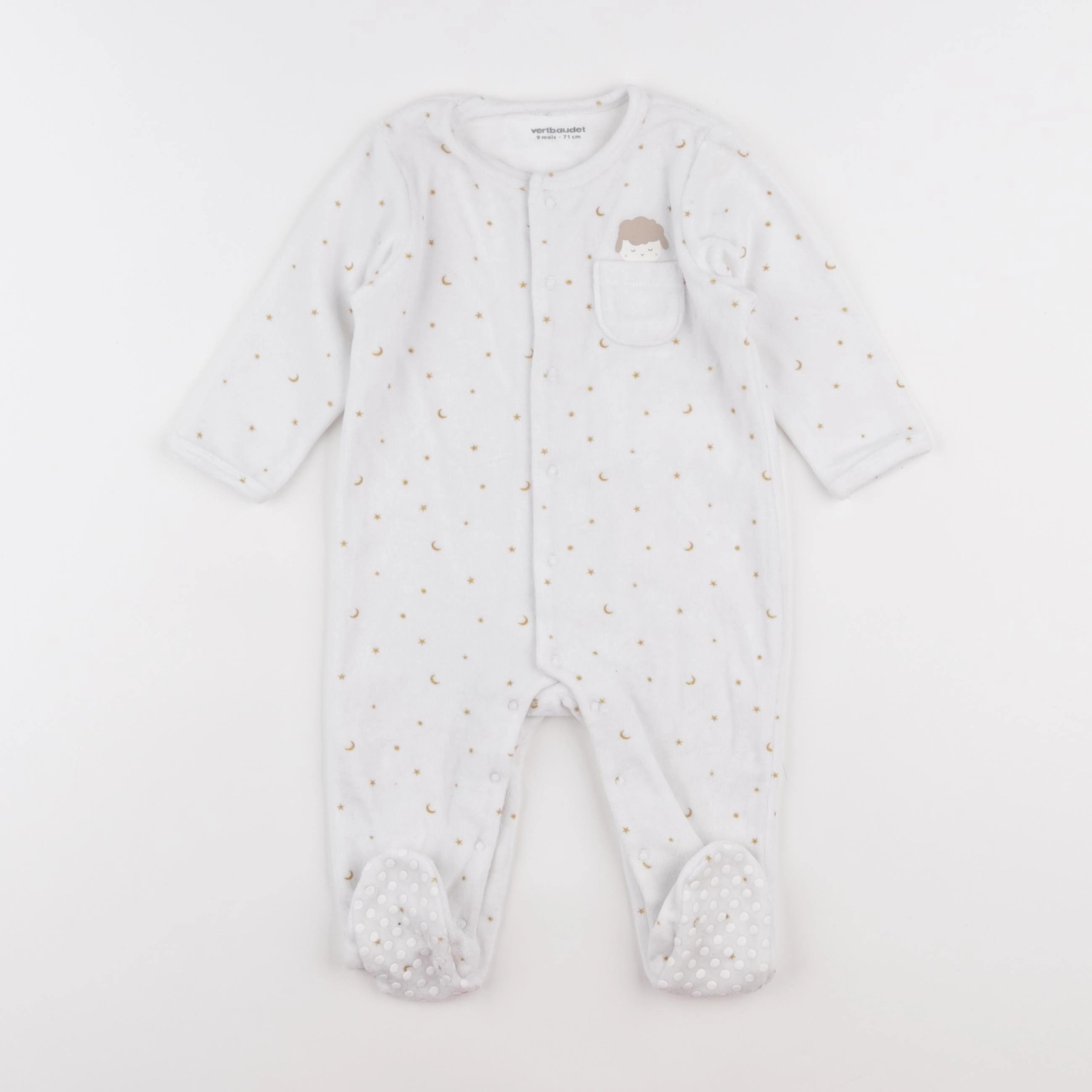 Vertbaudet - pyjama velours blanc - 9 mois